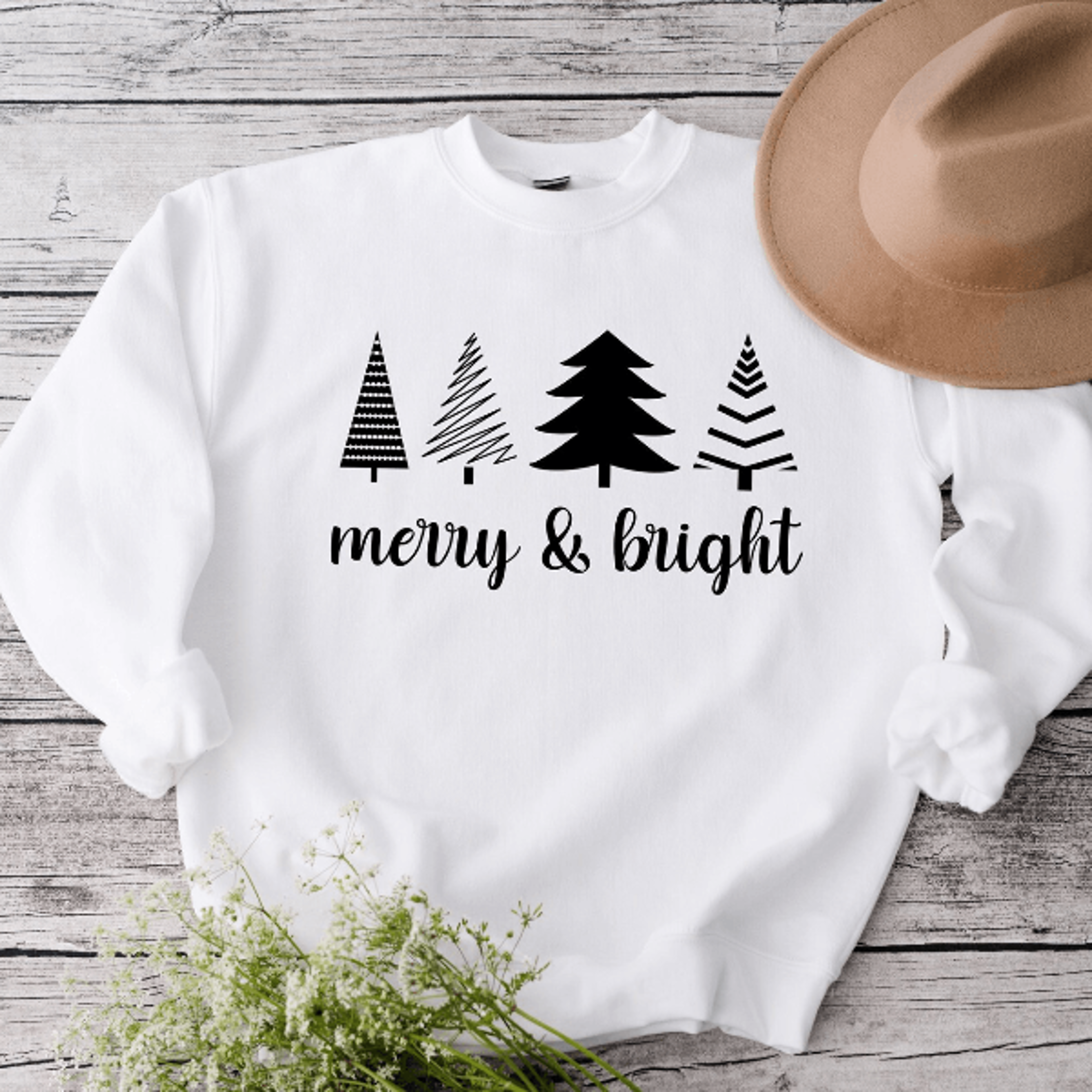 Merry And Bright Sweatshirt Retro Holiday Christmas Crewneck Pullover 4