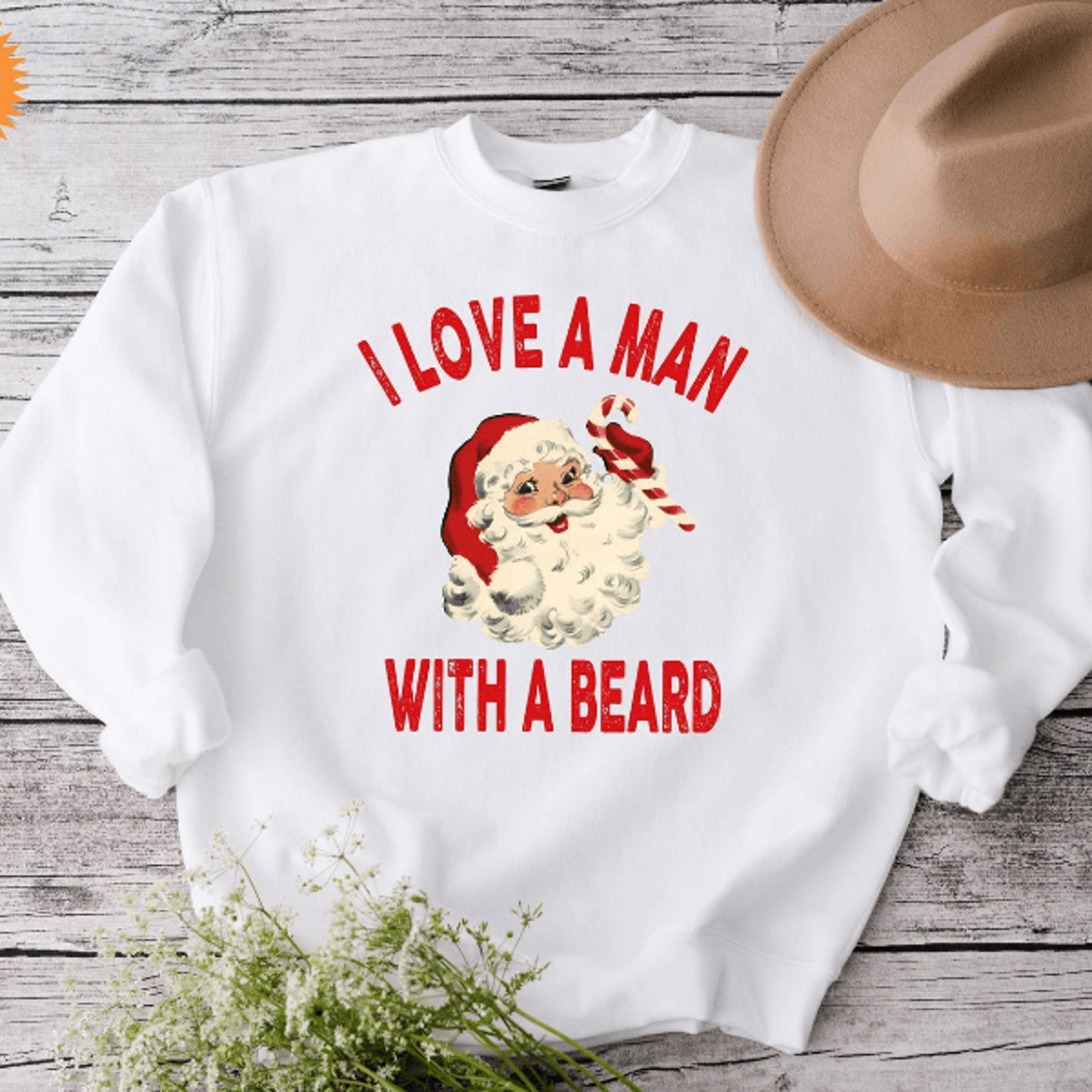 i love a man with a beard christmas sweatshirt funny santa holiday pullover
