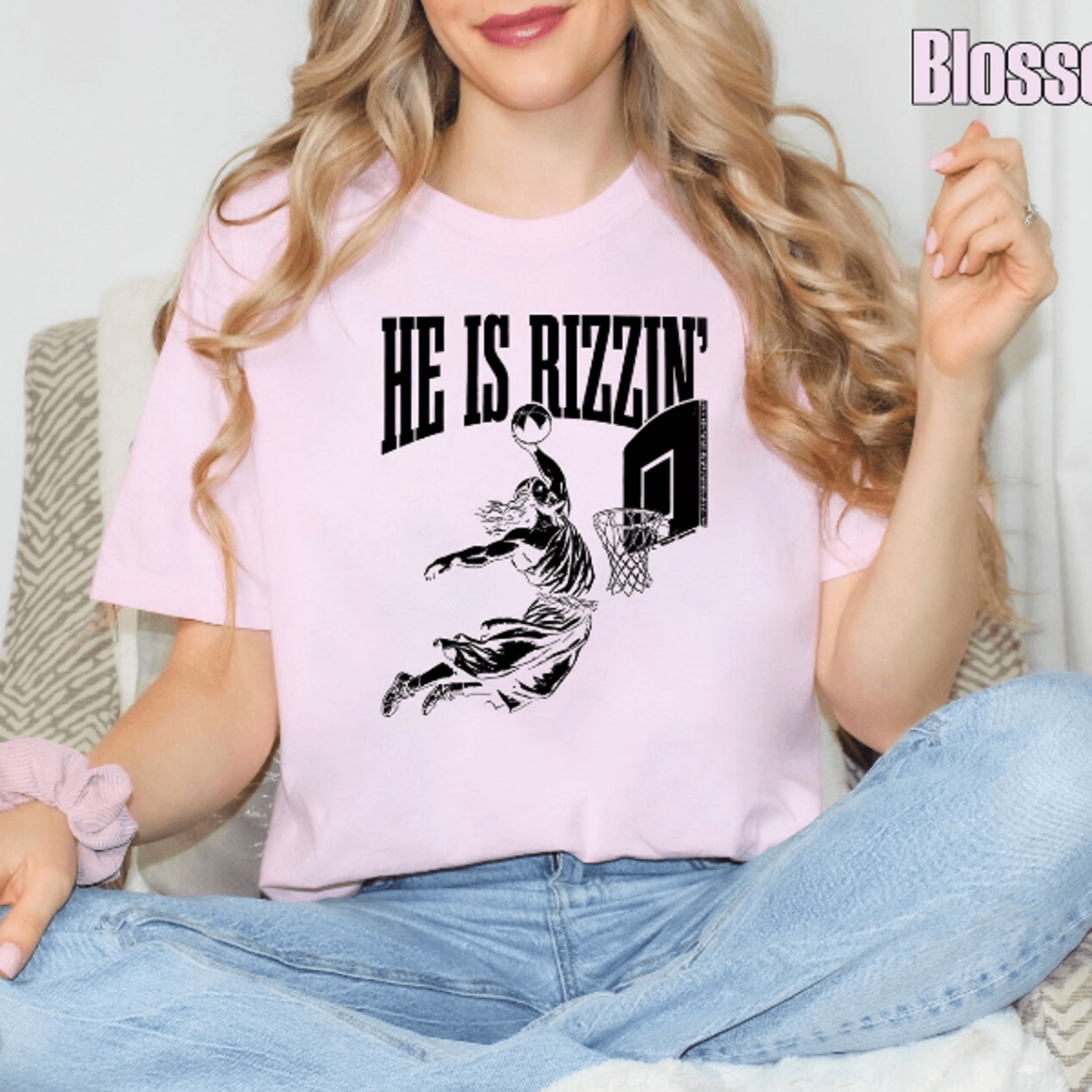 He Is Rizzin Basketball Shirt Comfort Colors Funny Jesus Christian Meme Tee 4