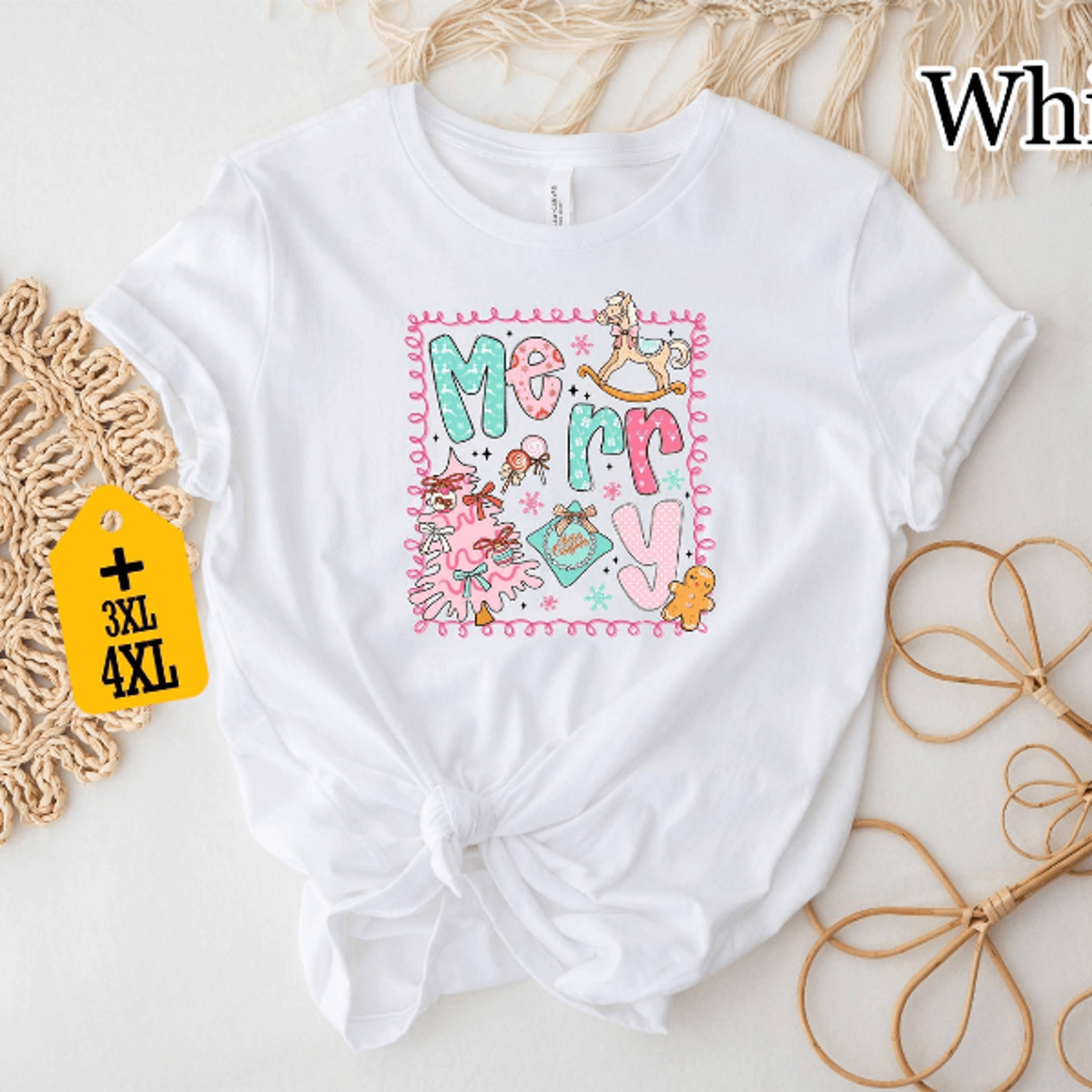 Cute Pink Merry Christmas Gingerbread Shirt  Pastel Holiday Womens Tee 1