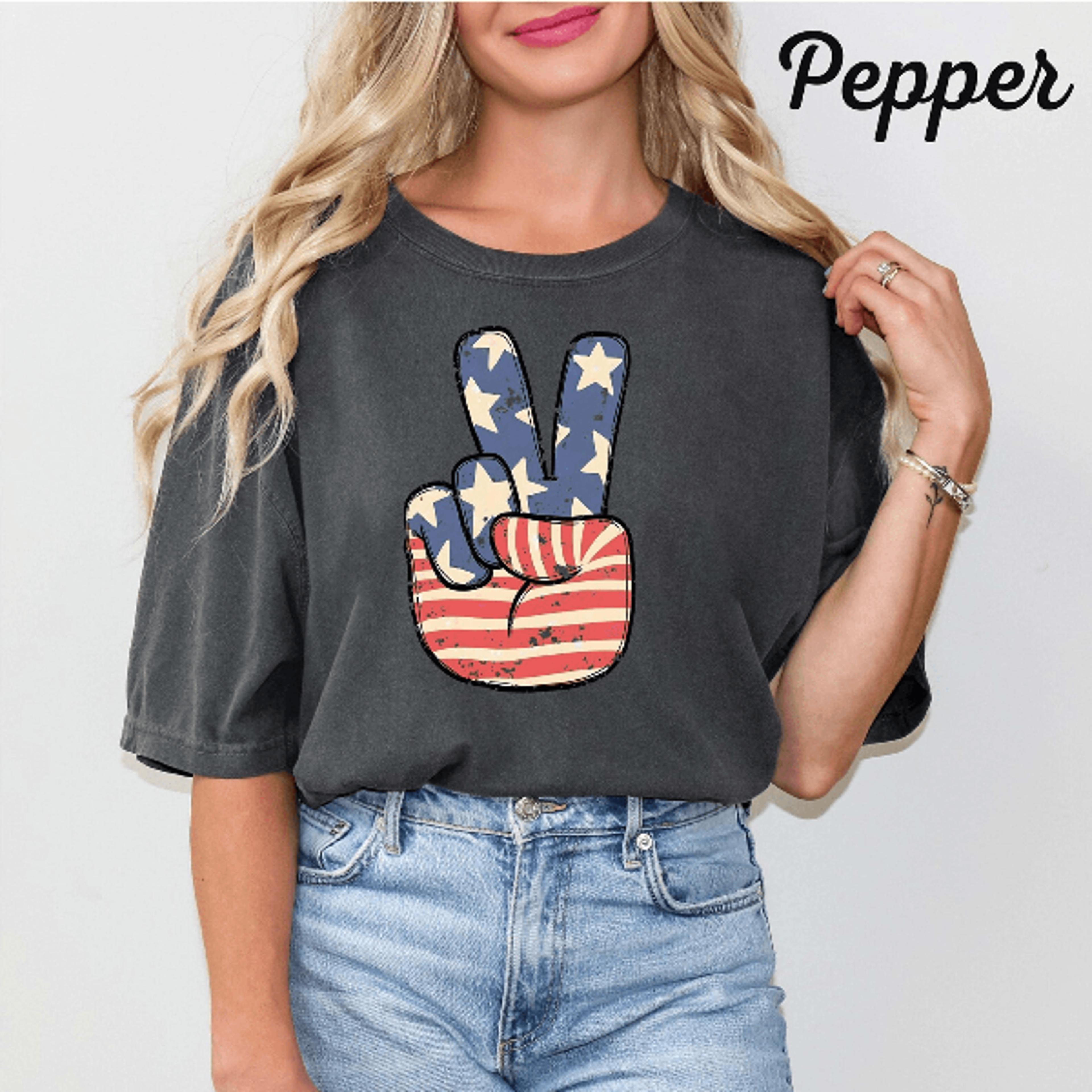 Comfort Colors Peace Sign USA Shirt  Retro Patriotic 4th Of July Graphic Tee 4