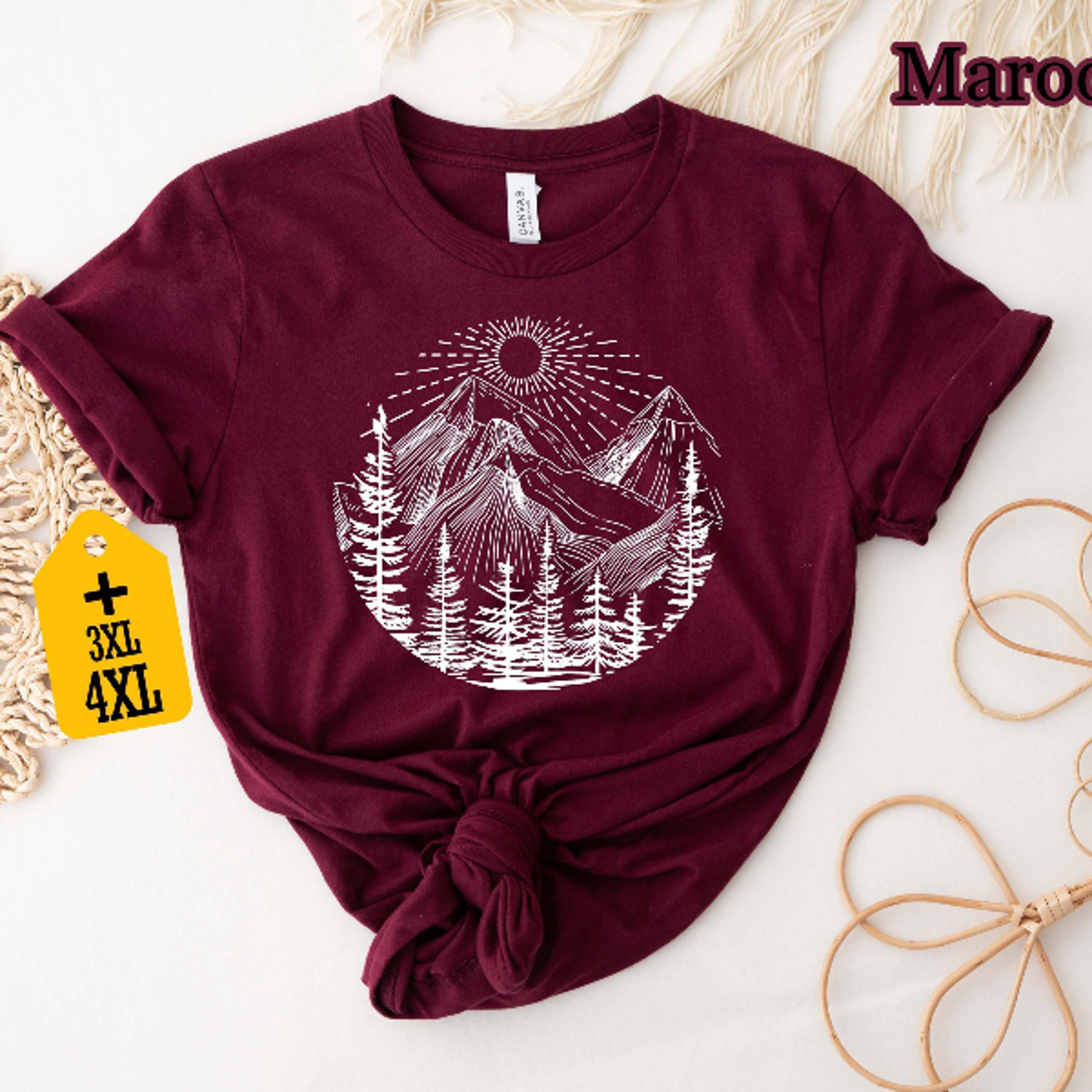 Retro Mountain Sunset Shirt  Aesthetic Hiking  Wanderlust Outdoor Nature Tee 1