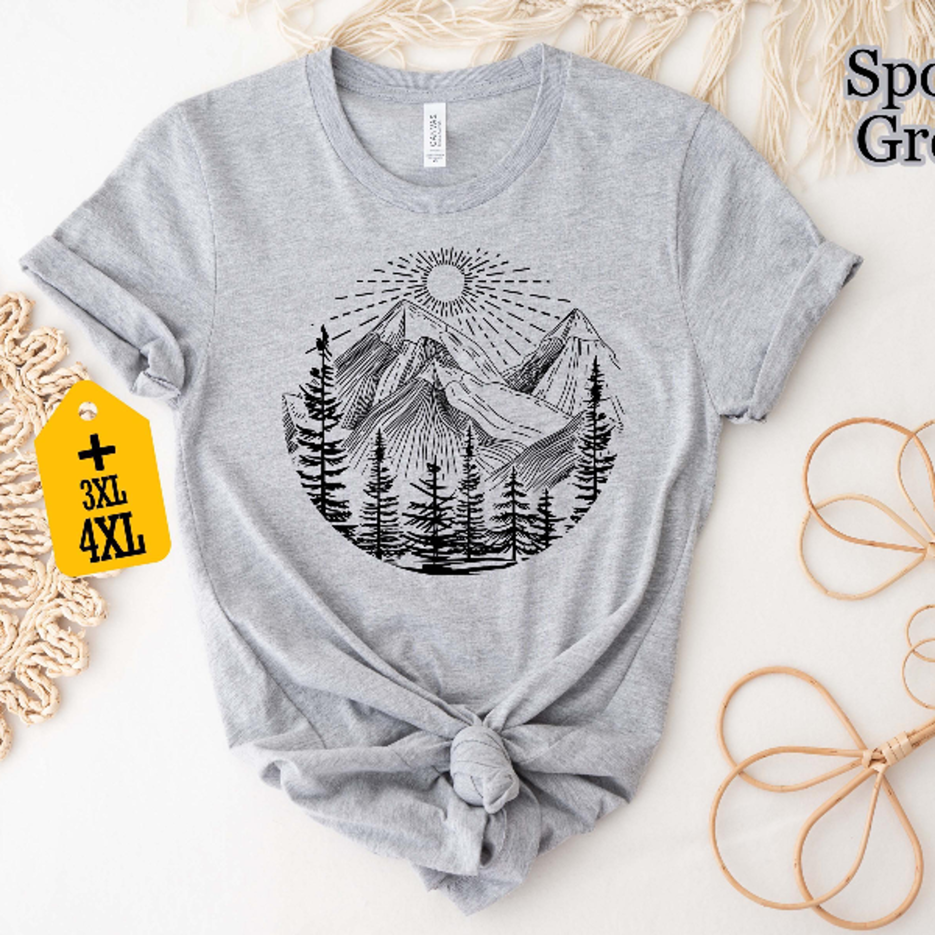 Retro Mountain Sunset Shirt  Aesthetic Hiking  Wanderlust Outdoor Nature Tee 5