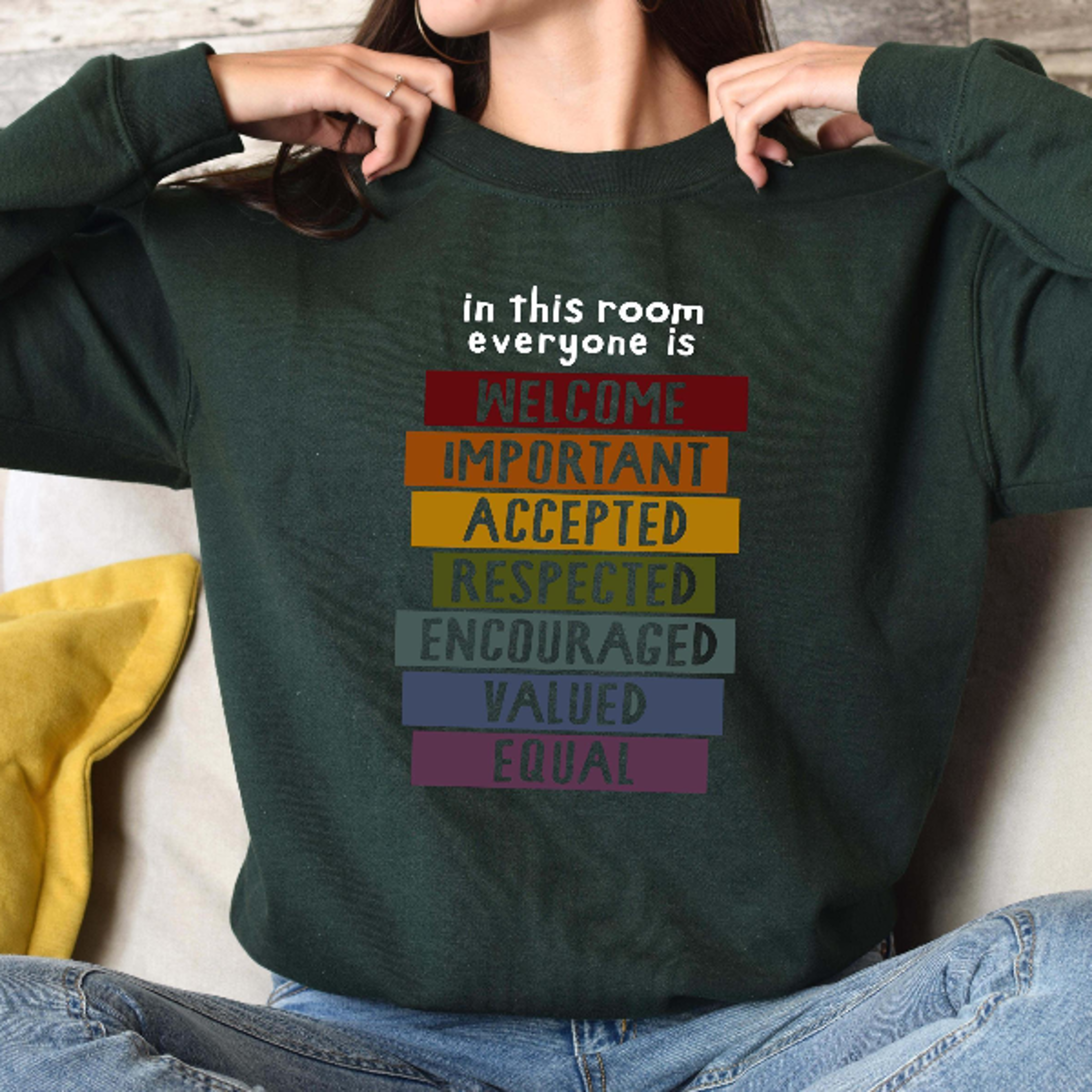 Inclusive Idaho Teacher Sweatshirt  Everyone Is Welcome Equality  Classroom Inclusion Crewneck 3