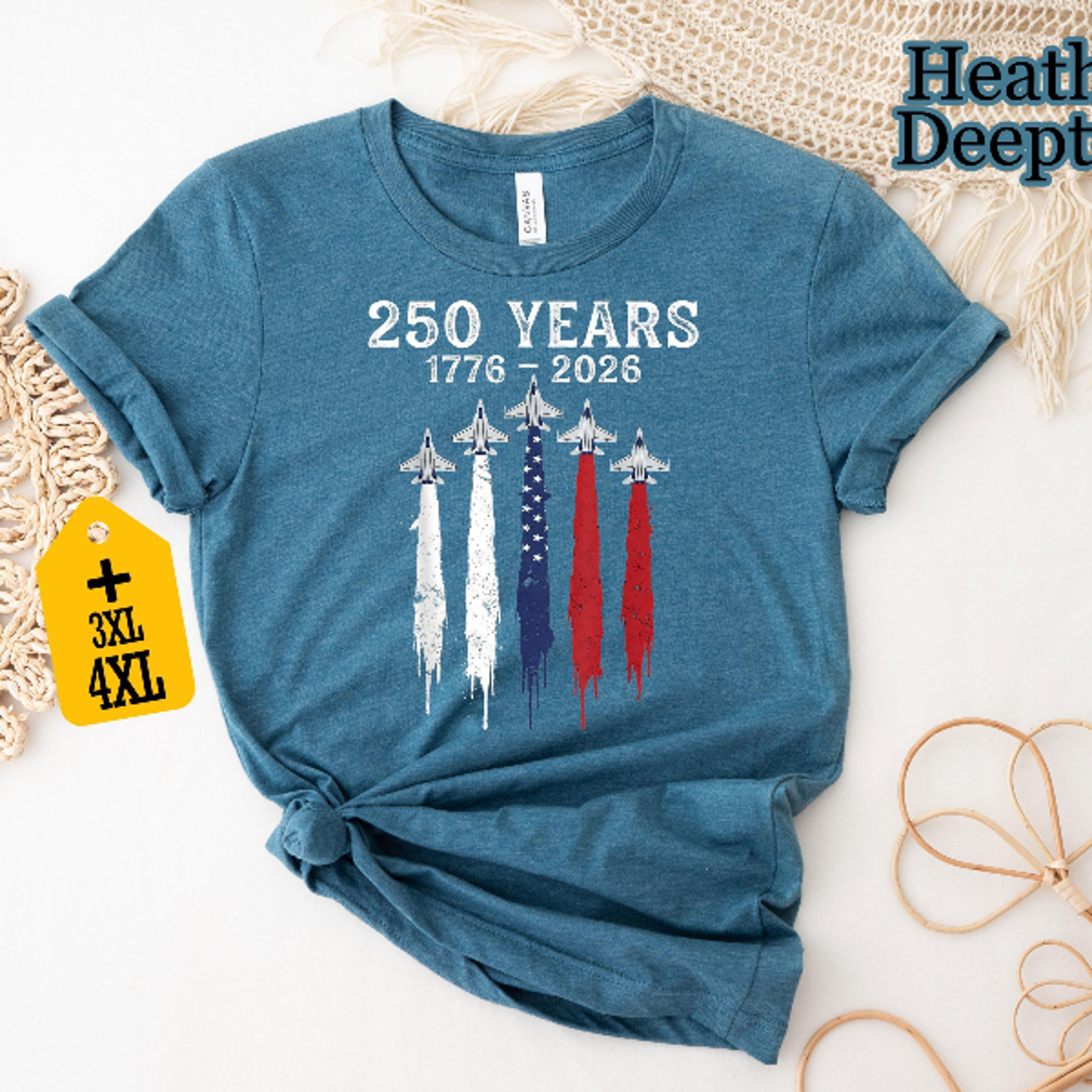 USA 250 Years Shirt  Patriotic Jet Fighter 17762026 America 250th Anniversary Graphic Tee 2