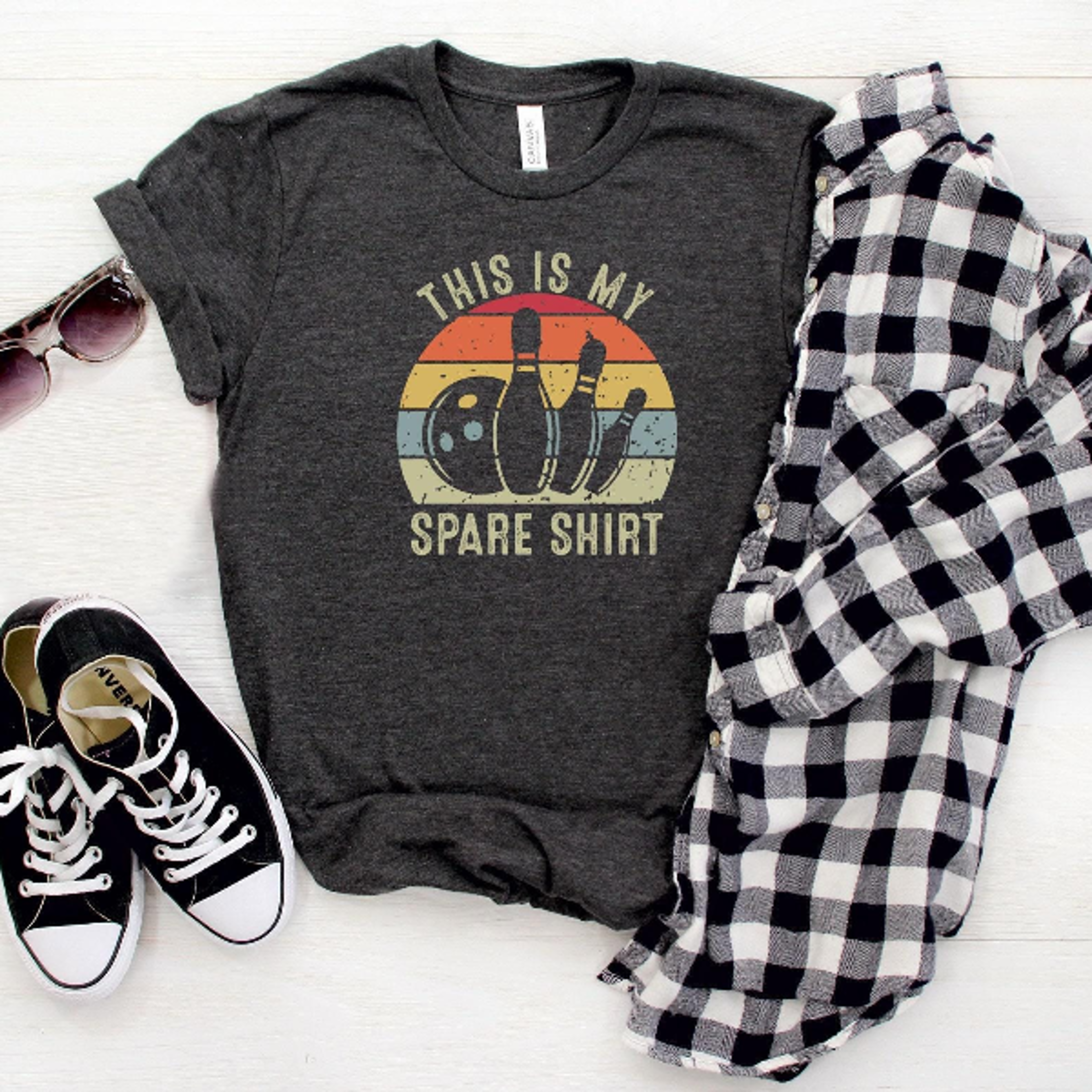 this is my spare shirt | funny retro bowling graphic tee for bowlers & league nights
