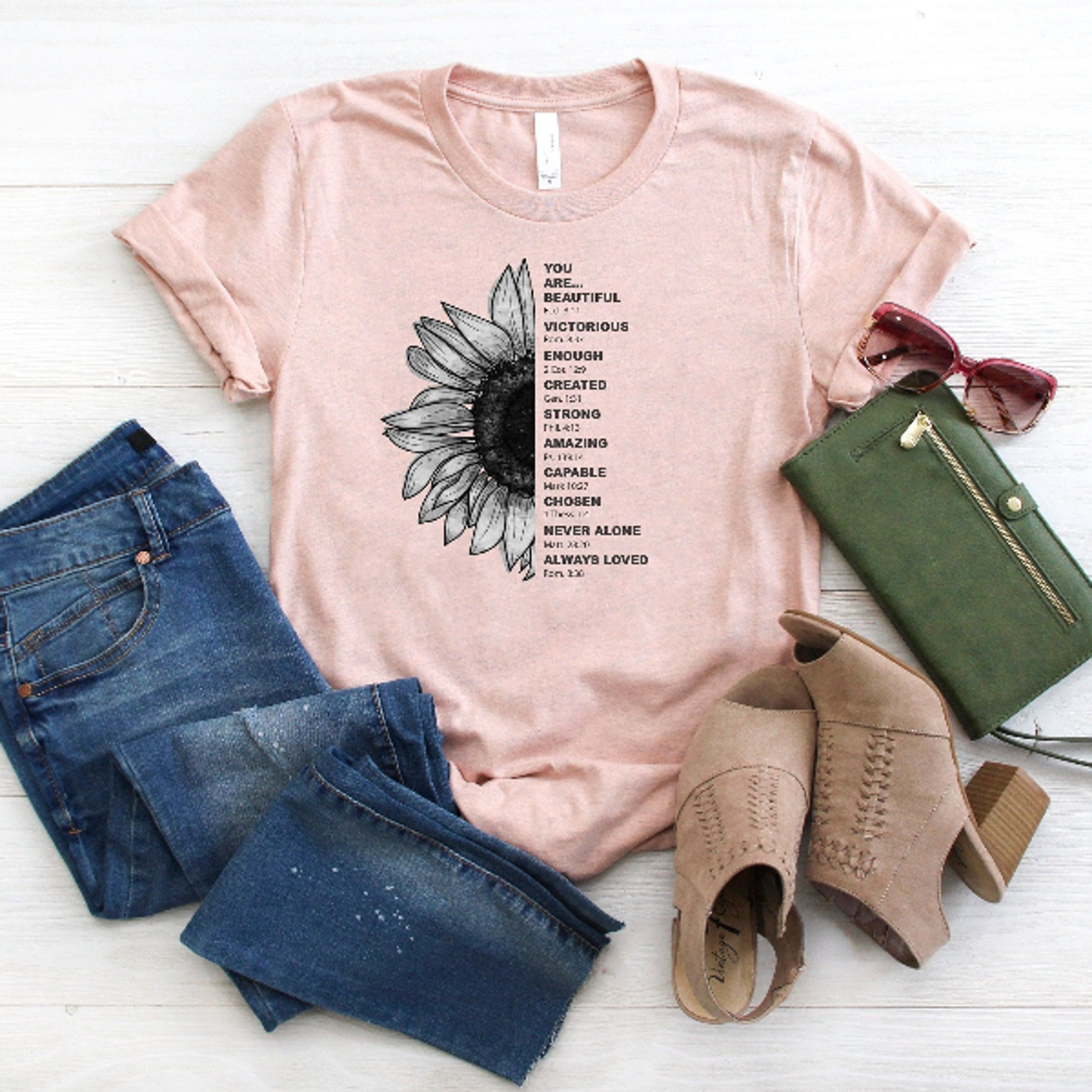 Sunflower Bible Verse Shirt  Christian Faith Floral Tee For Women Mothers Day Gift 1