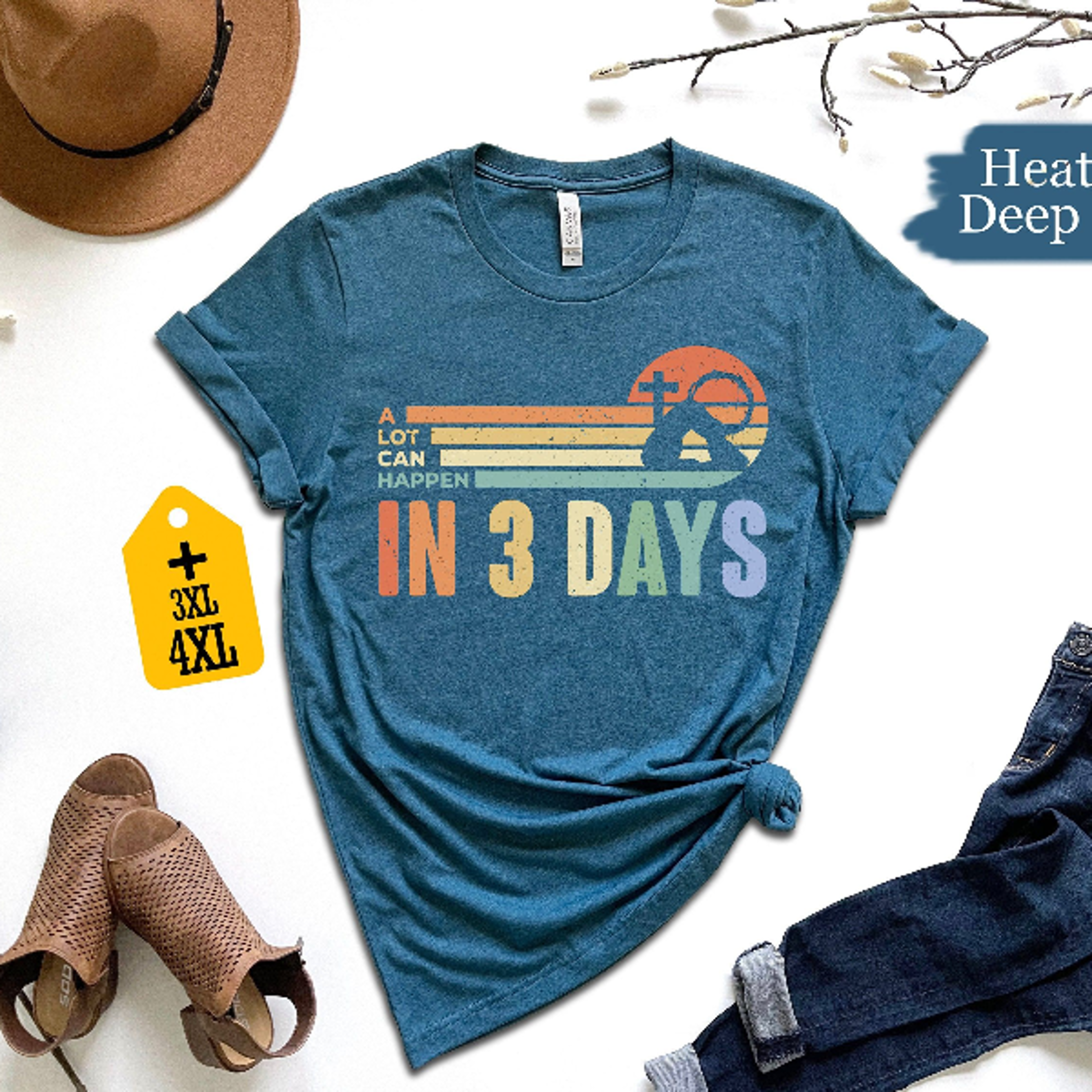 A Lot Can Happen In 3 Days Shirt  Retro He Is Risen Christian Easter Faith Tee 4