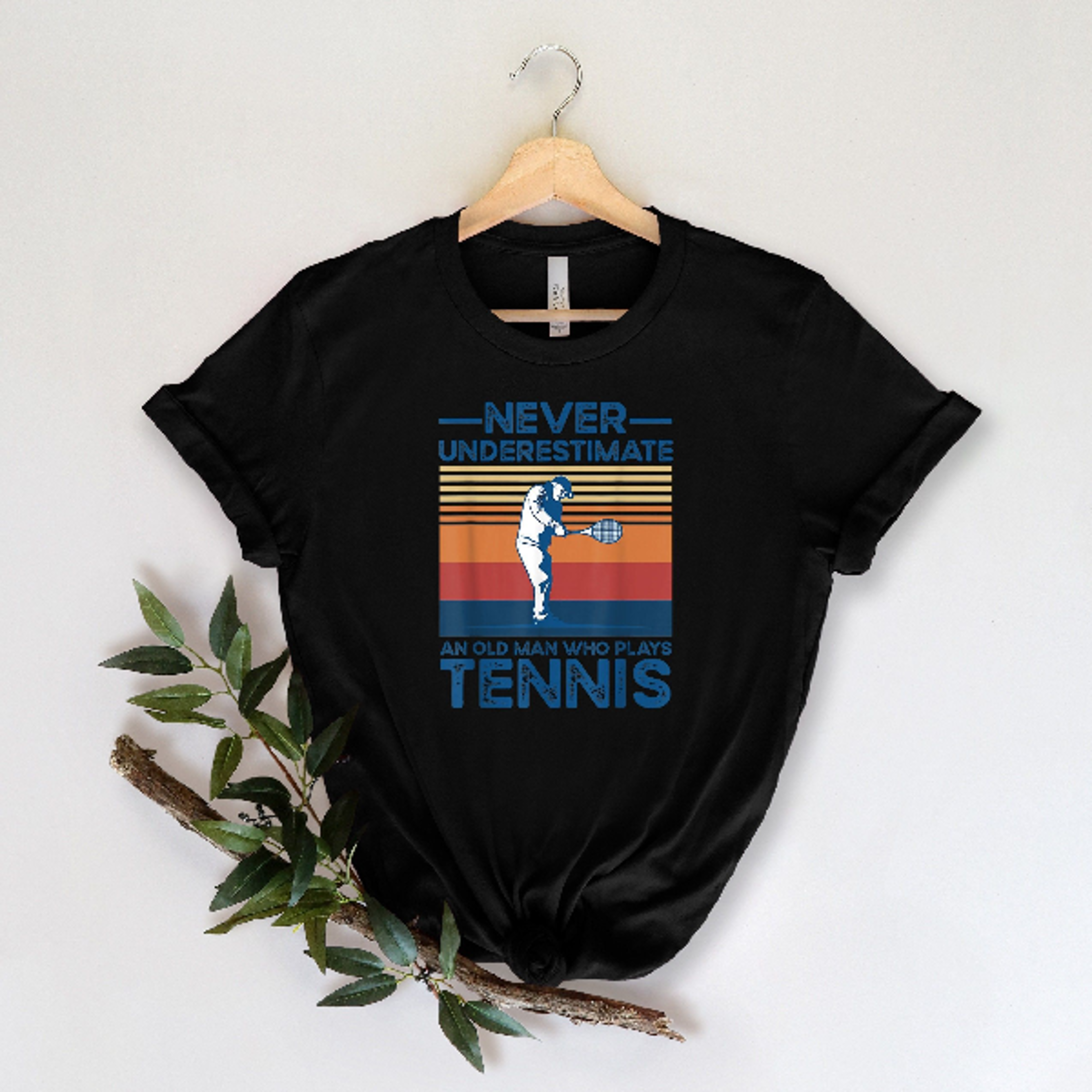 Never Underestimate An Old Man Who Plays Tennis Shirt  Funny Vintage Tennis Player Graphic Tee 3