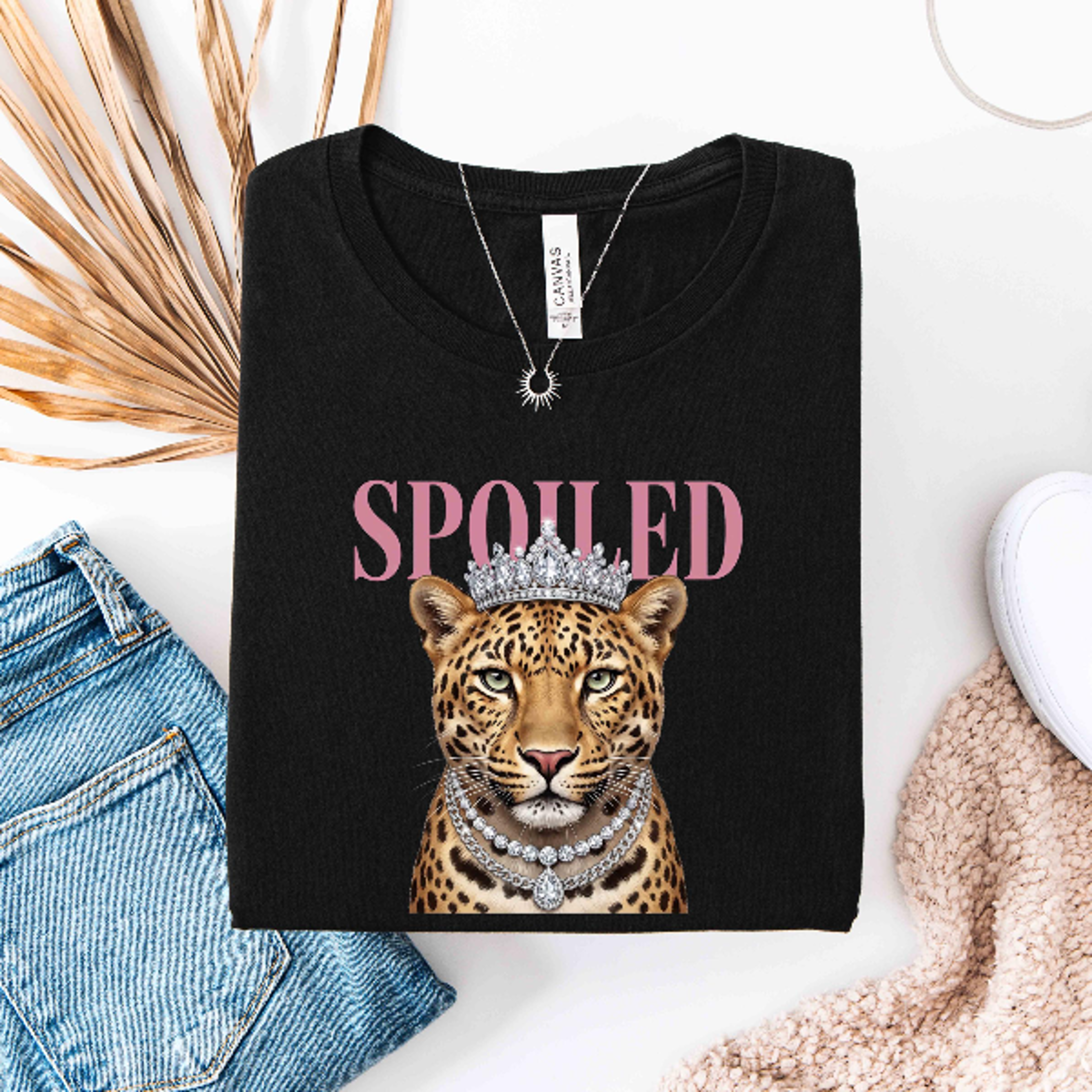 spoiled leopard shirt, cute wild cat animal graphic tee, diva queen shirt, cute leopard graphic tee