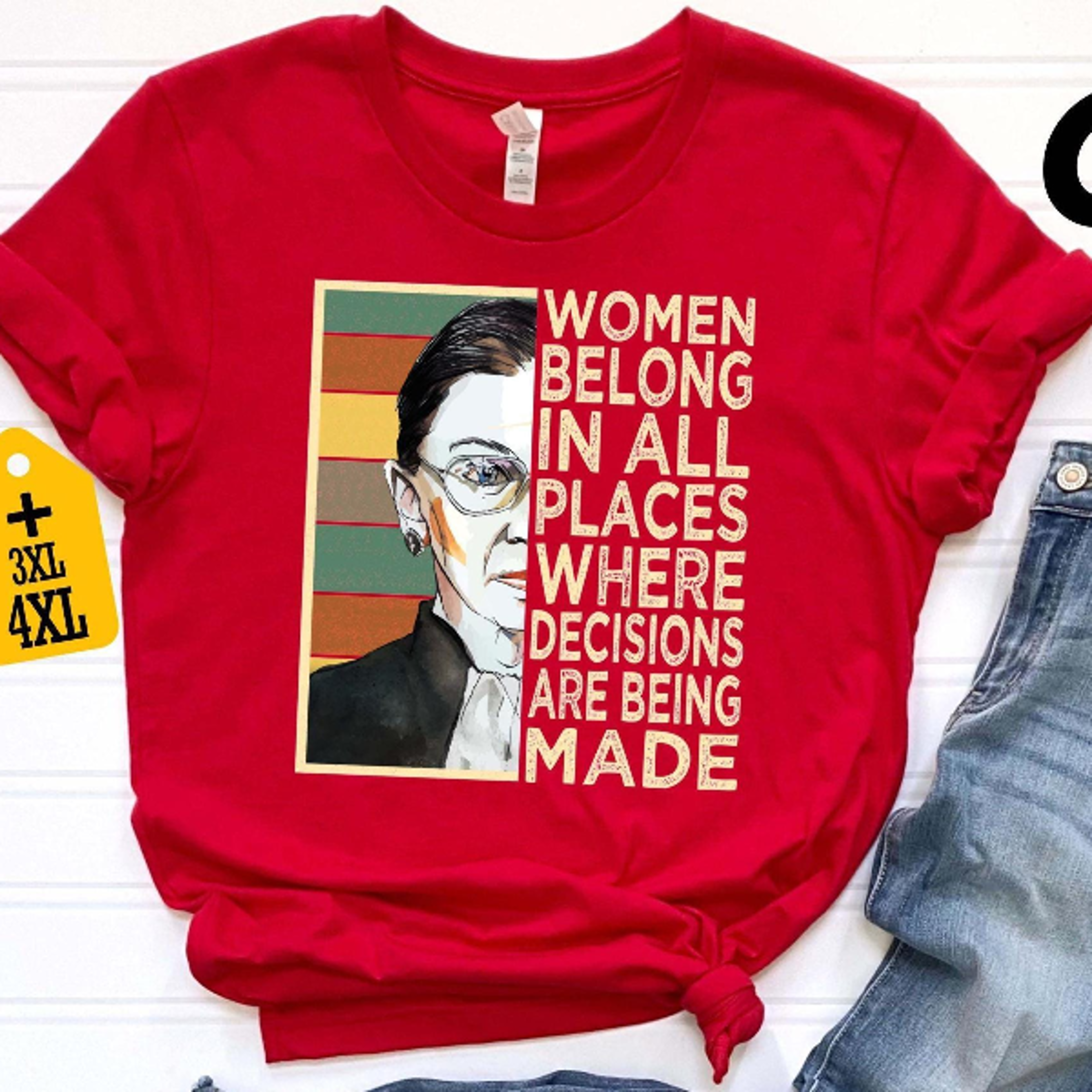 women belong in all places shirt – rbg feminist quote tee, ruth bader ginsburg equality graphic shirt