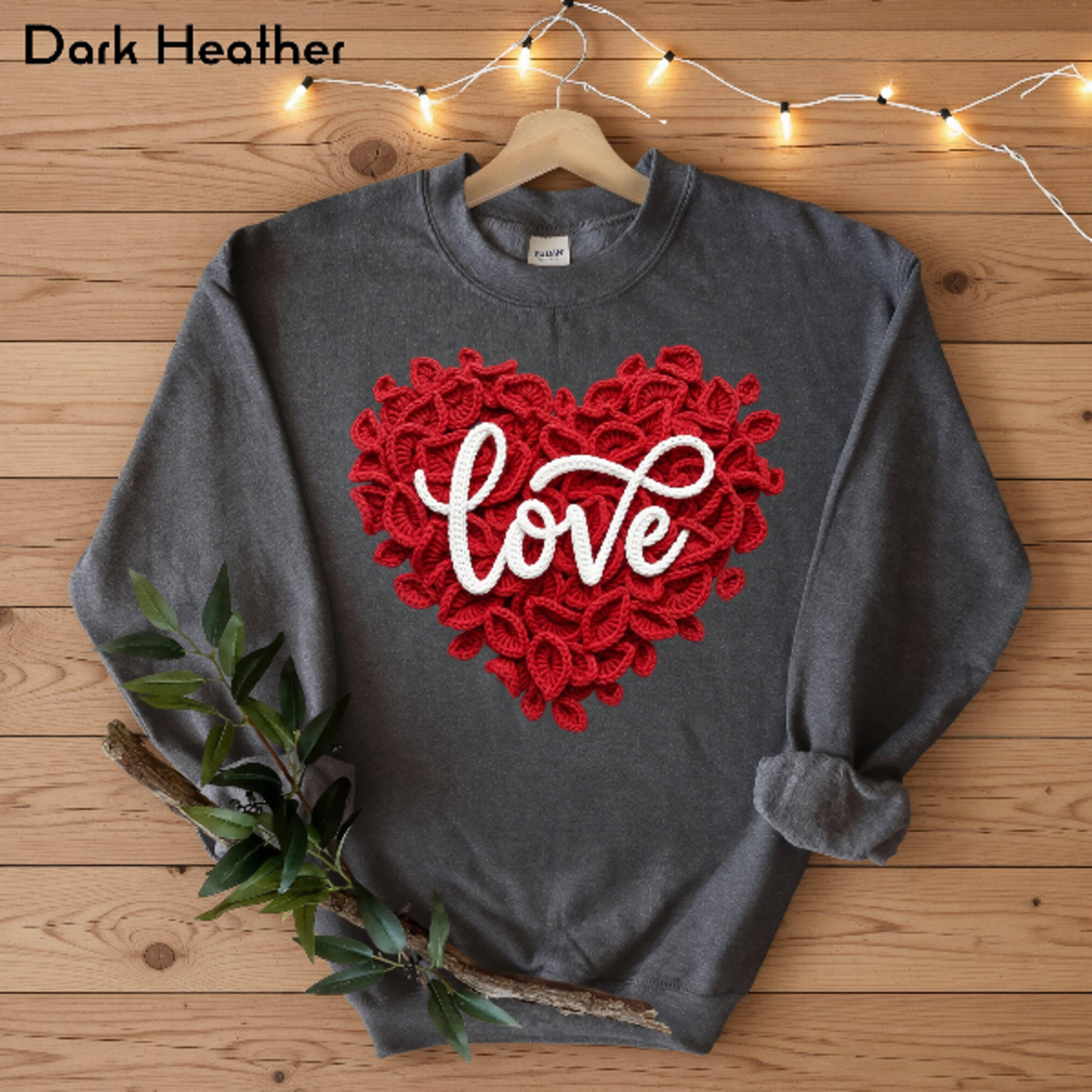 love heart sweatshirt – cozy valentines day womens pullover, cute romantic graphic crewneck