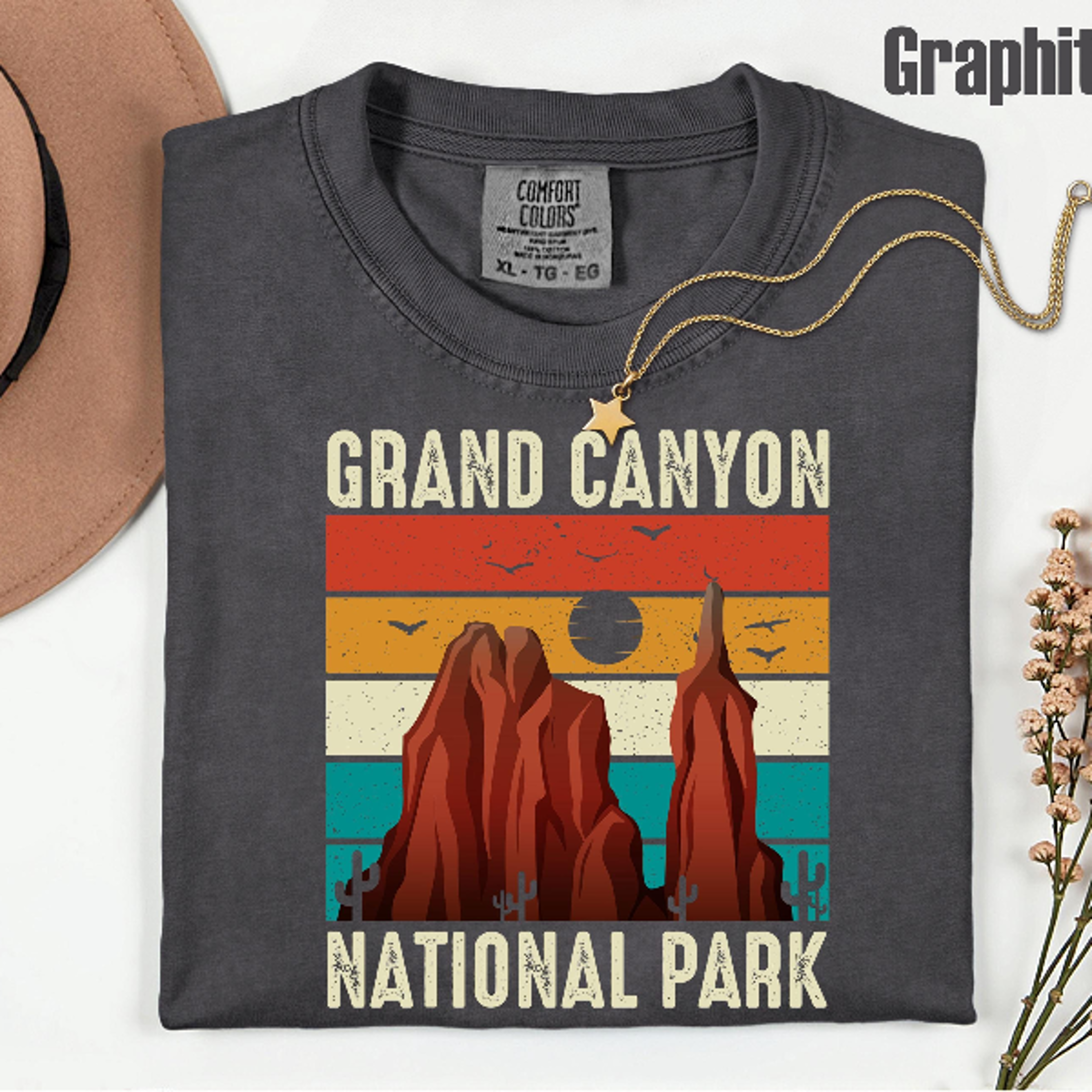 comfort colors grand canyon national park shirt – vintage retro desert graphic tee for outdoor adventure lovers