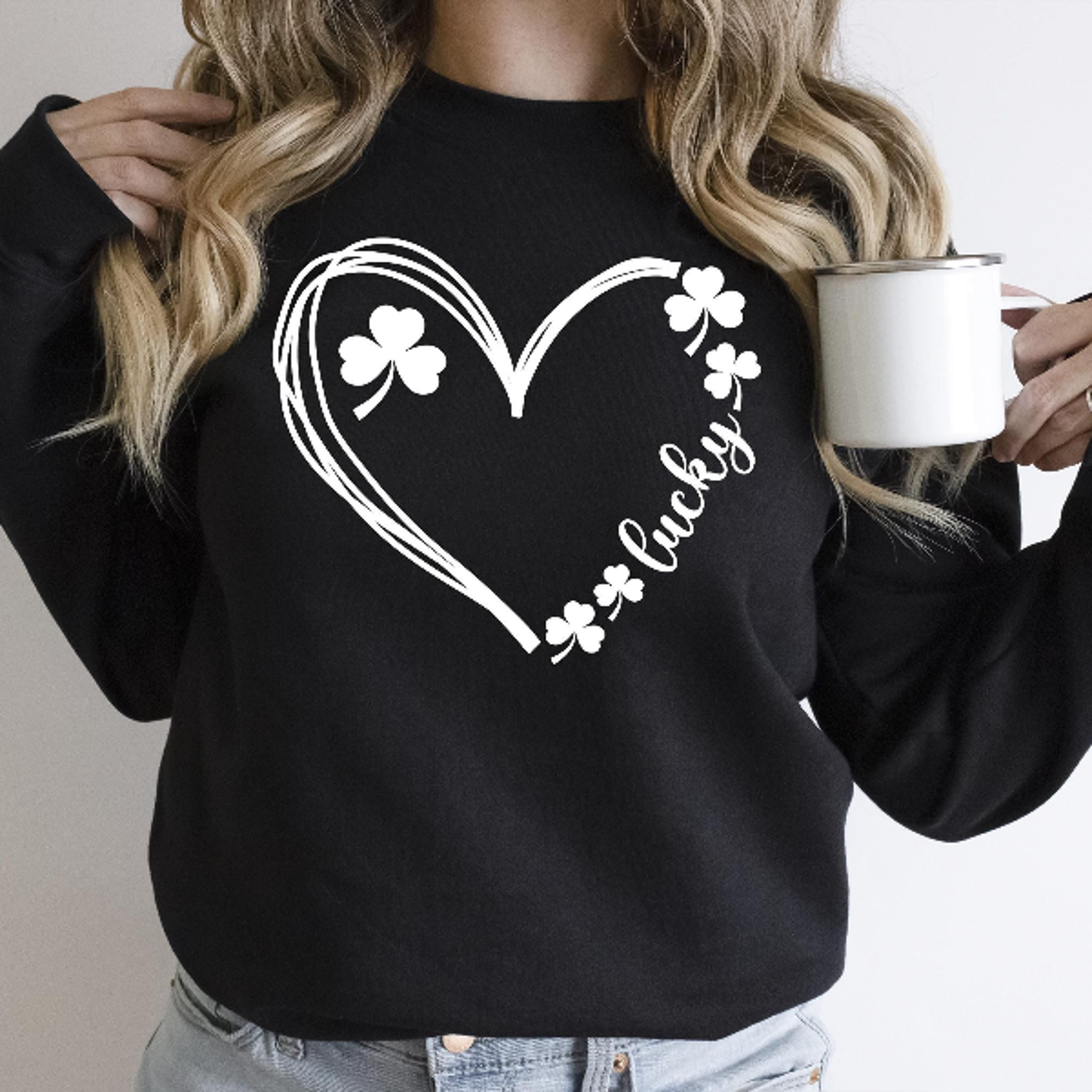 Lucky Heart Shamrock Sweatshirt  Clover Love St Patricks Day Hoodie For Women 1