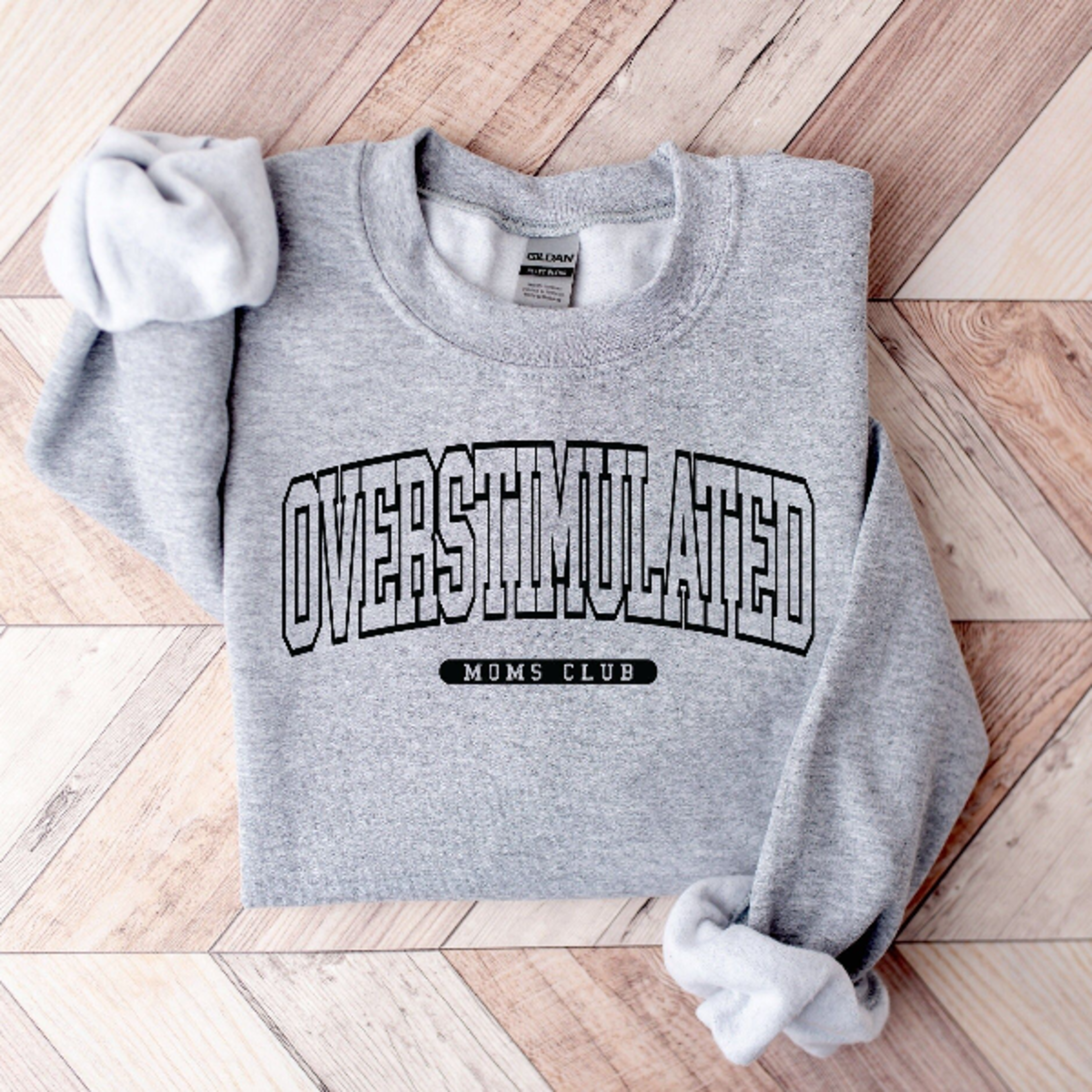 overstimulated moms club sweatshirt | varsity mom hoodie for busy moms comfort wear