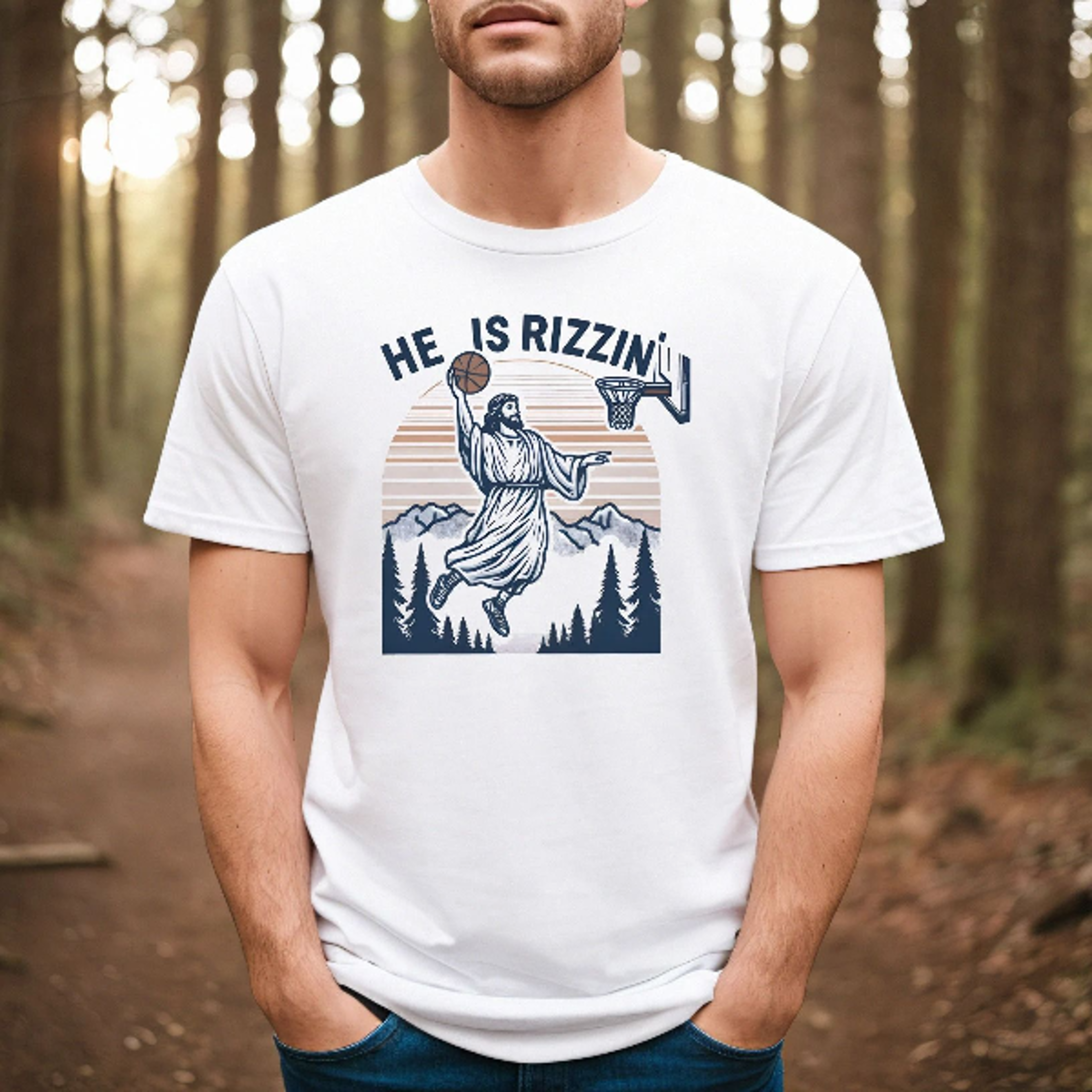 he is rizzin' funny jesus playing basketball shirt, retro y2k christian faith tee, humor easter shirt, easter gift