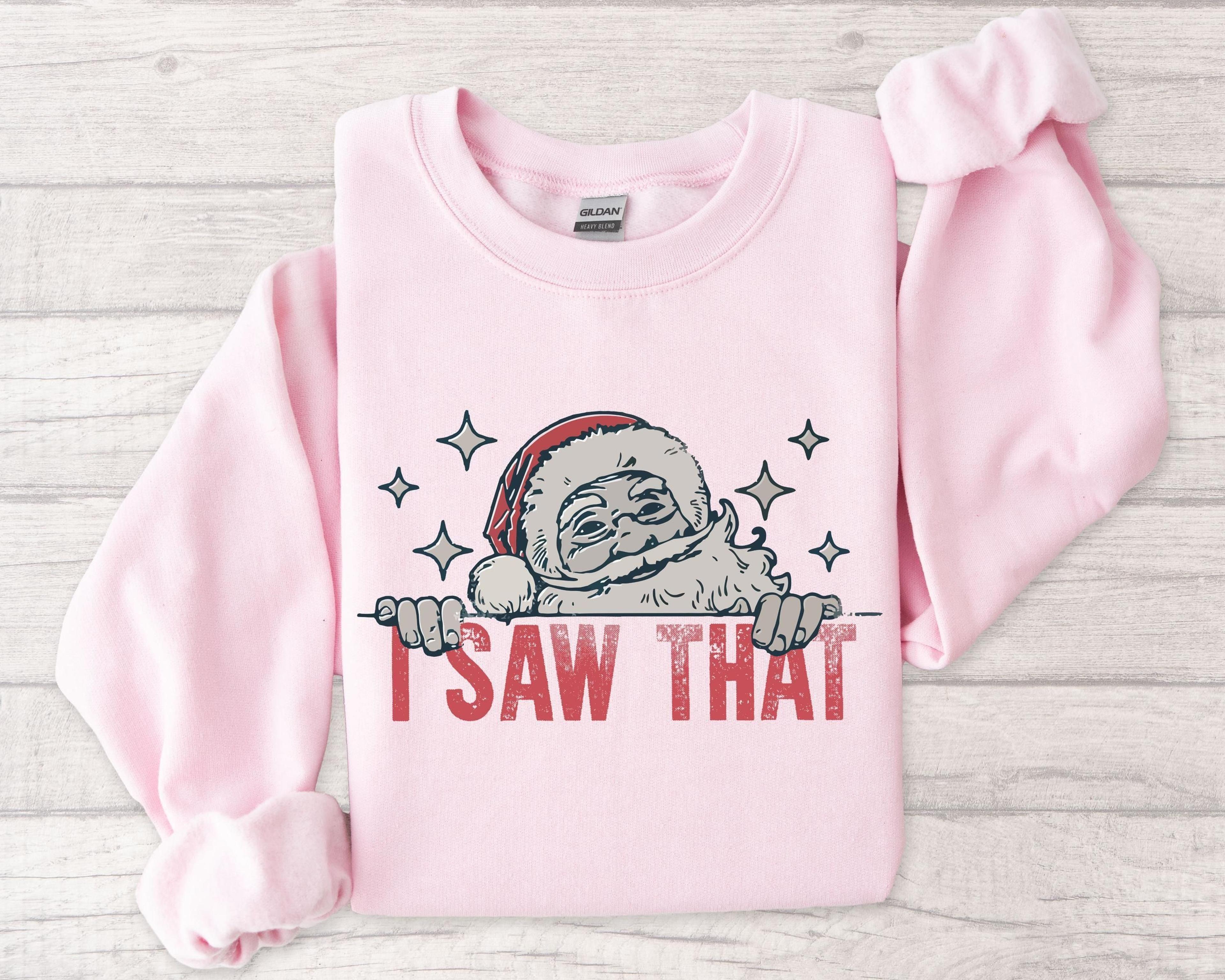 Funny Christmas Sweatshirt I Saw That Santa Claus Crewneck Holiday Sweatshirt For Women Retro Chris 6