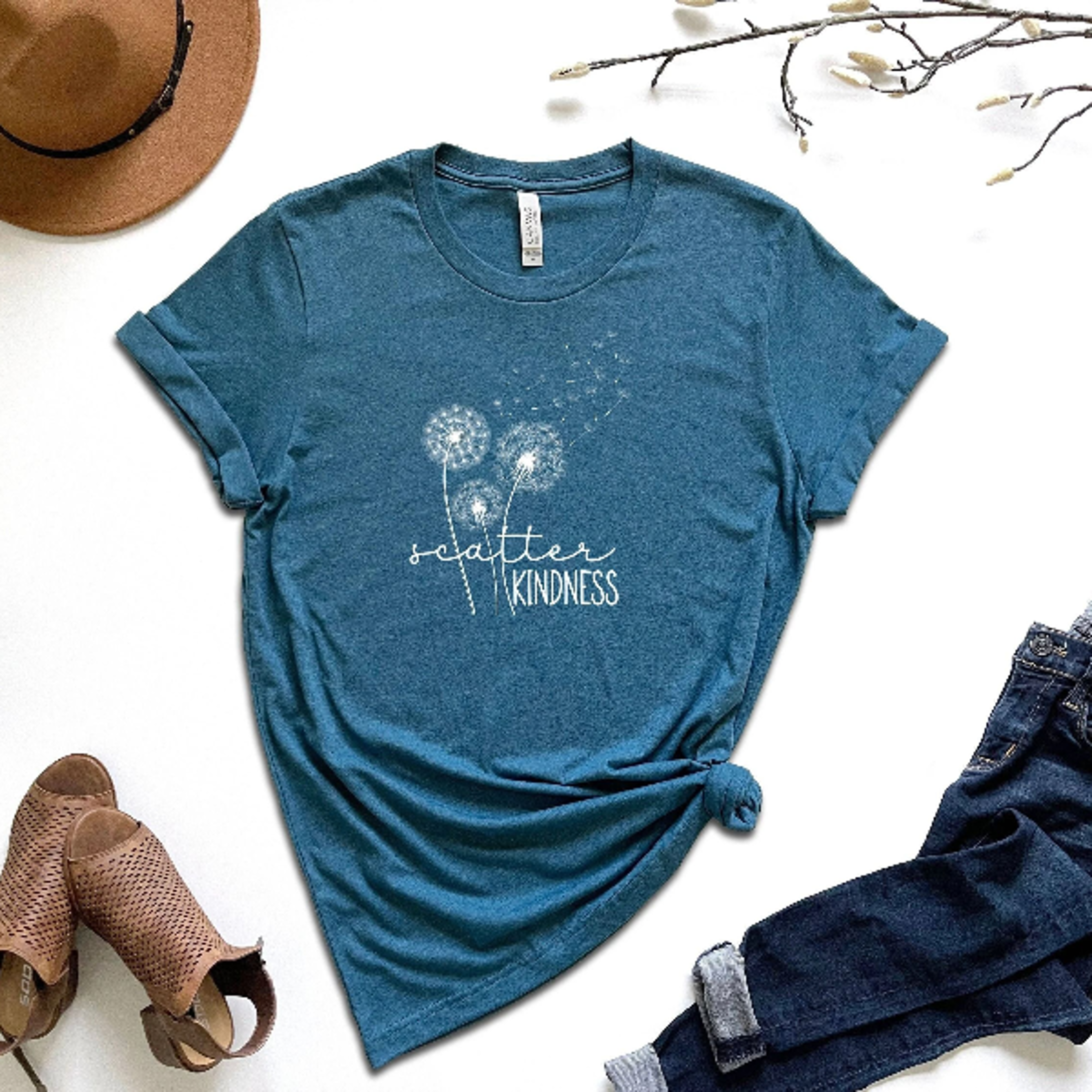 Scatter Kindness Shirt Positive Quotes Women Shirt Floral Shirt Dandelion Shirt Inspirational Shirt