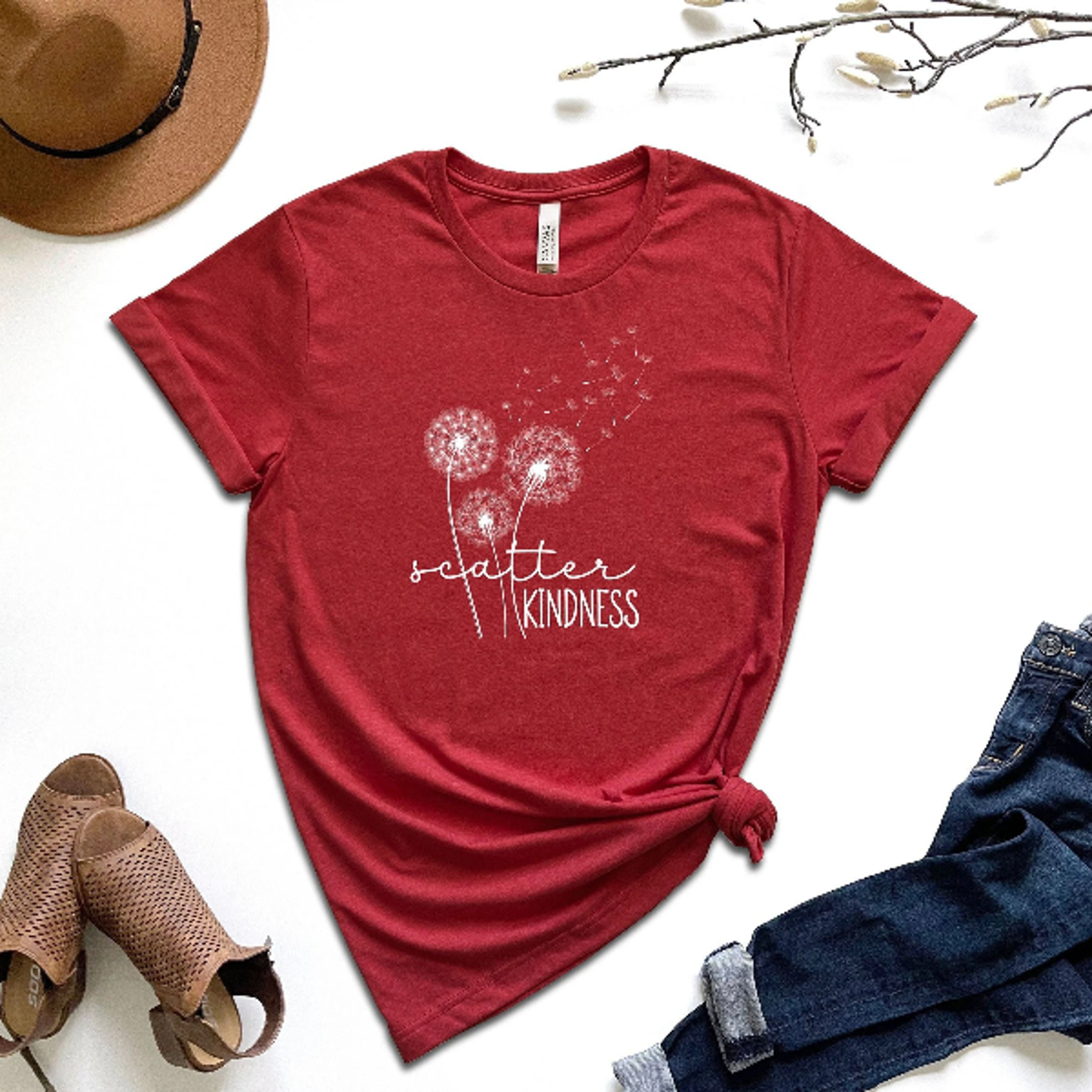 Scatter Kindness Shirt Positive Quotes Women Shirt Floral Shirt Dandelion Shirt Inspirational Shirt