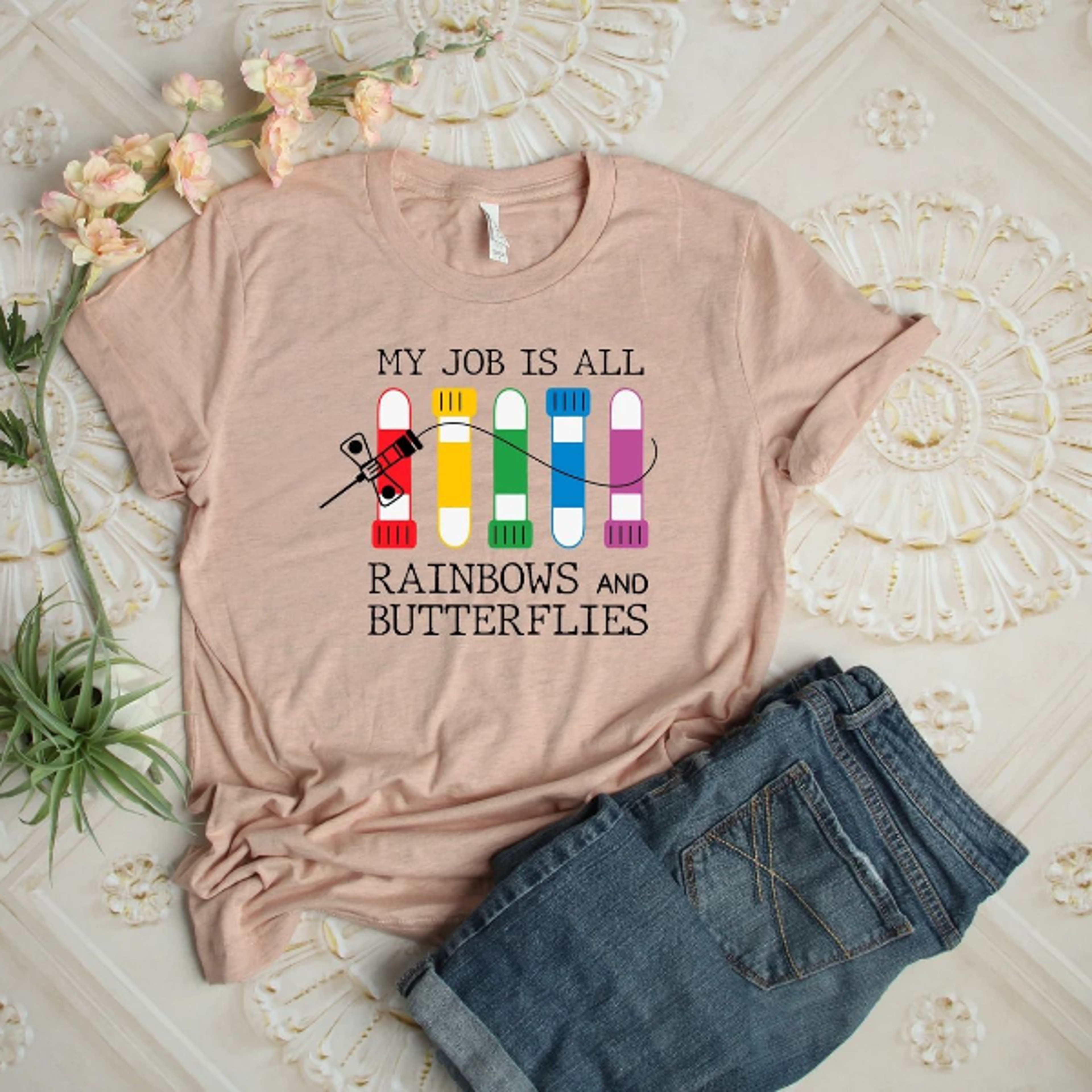 my job is all rainbows and butterflies shirt, lab tech shirt, nurse appreciation gifts, phlebotomy tee, gift for girl