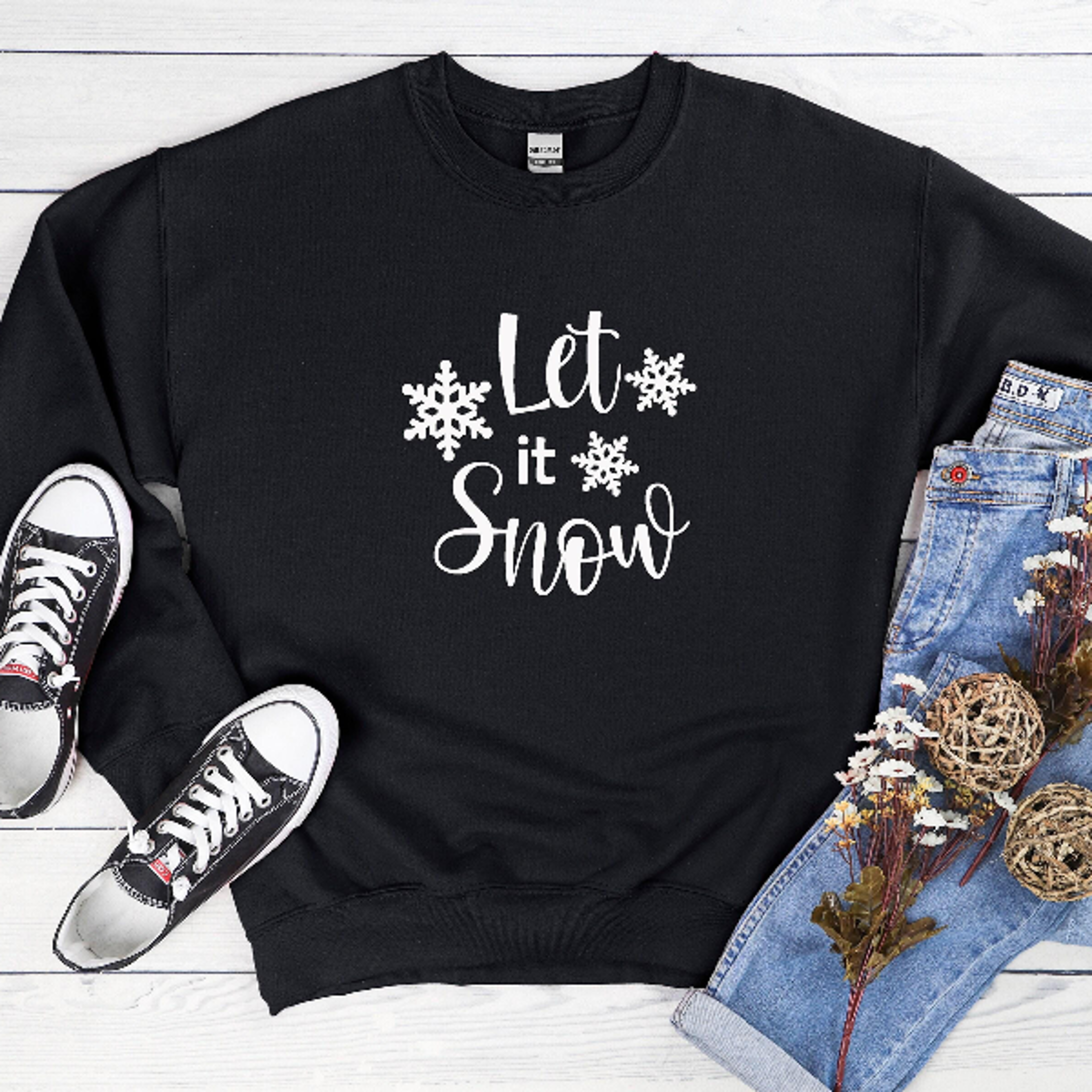Let It Snow Christmas Sweatshirt  Holiday Gift Winter Crewneck Cozy Festive Snow Graphic Pullover 1