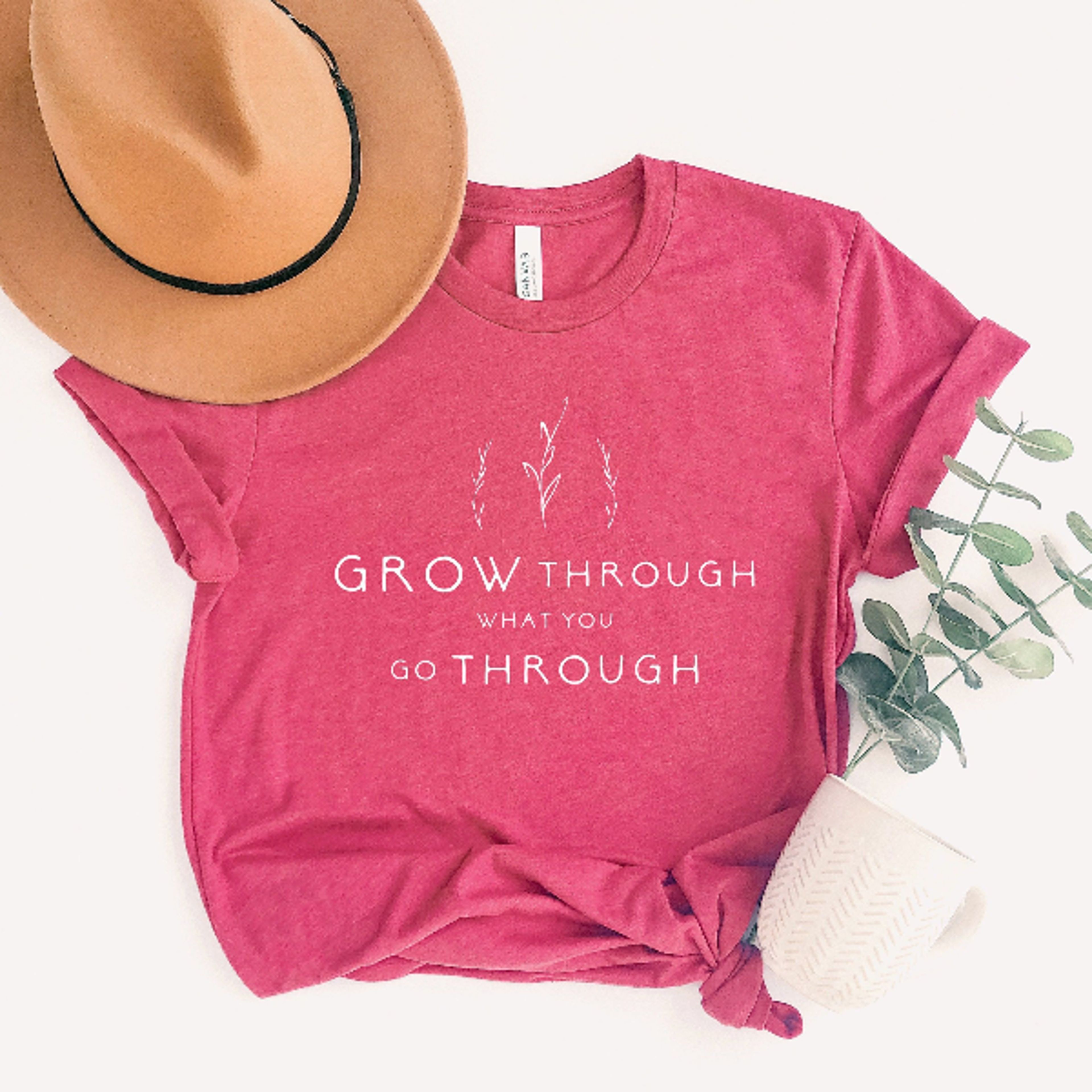 Grow Through What You Go Through Plant Lady Shirt Motivational Botanical Graphic Tee