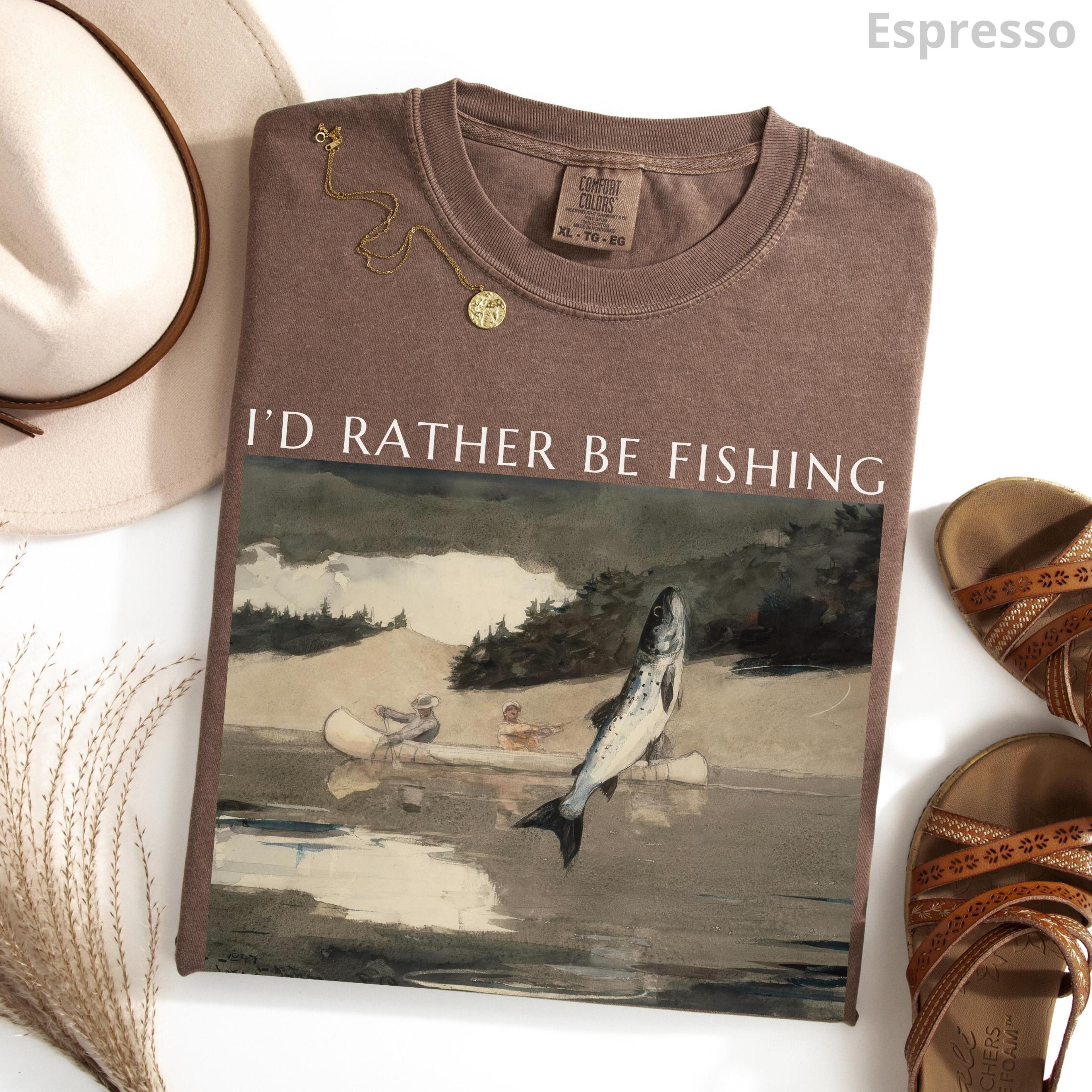 Id Rather Be Fishing Shirt Vintage Angler Graphic Tee Fishing TShirt For Men 2