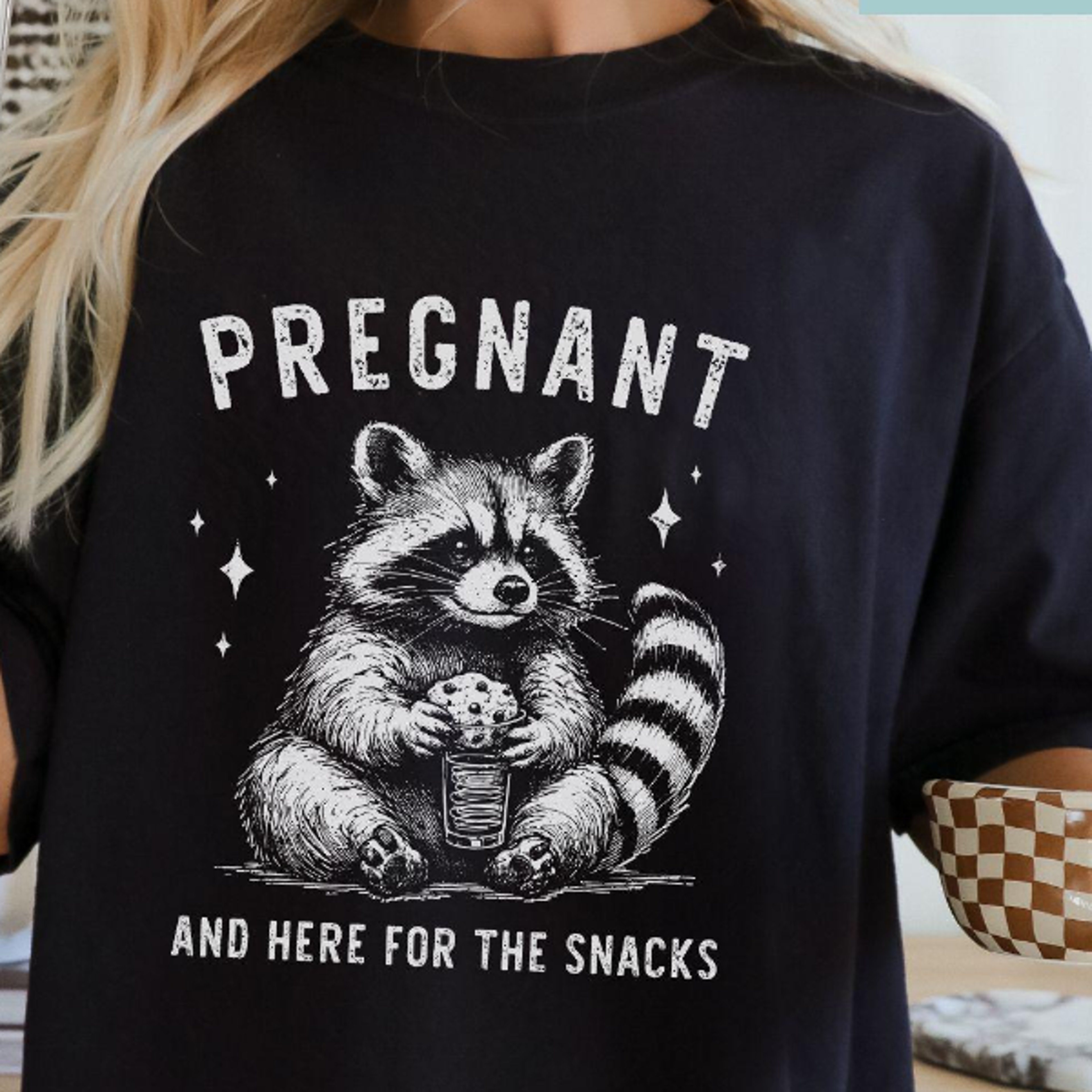 funny raccoon pregnancy announcement shirt first time mom reveal tee expecting mom gift