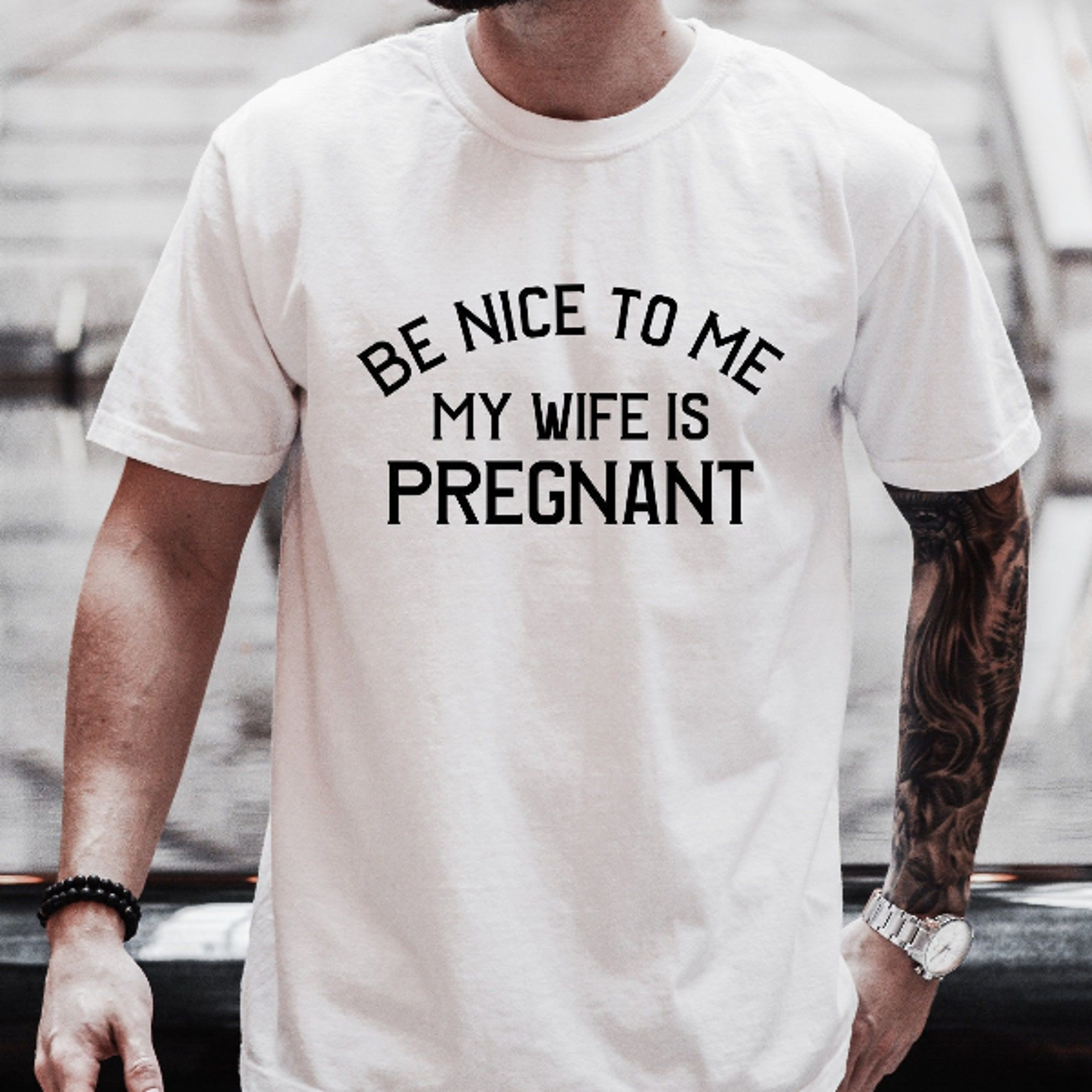be nice to me my wife is pregnant shirt funny new dad announcement tee
