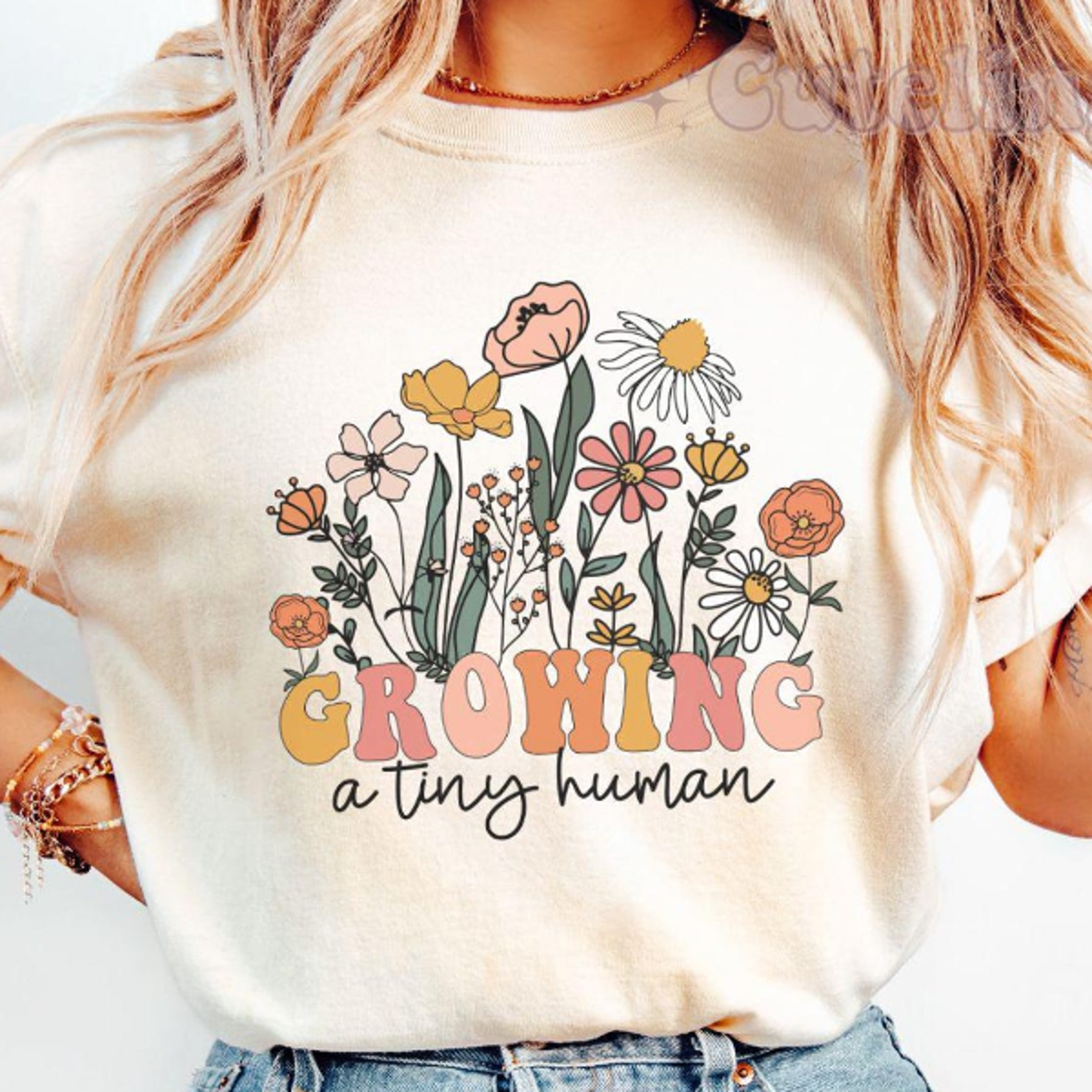 growing a tiny human shirt wildflowers pregnancy announcement comfort colors maternity tee