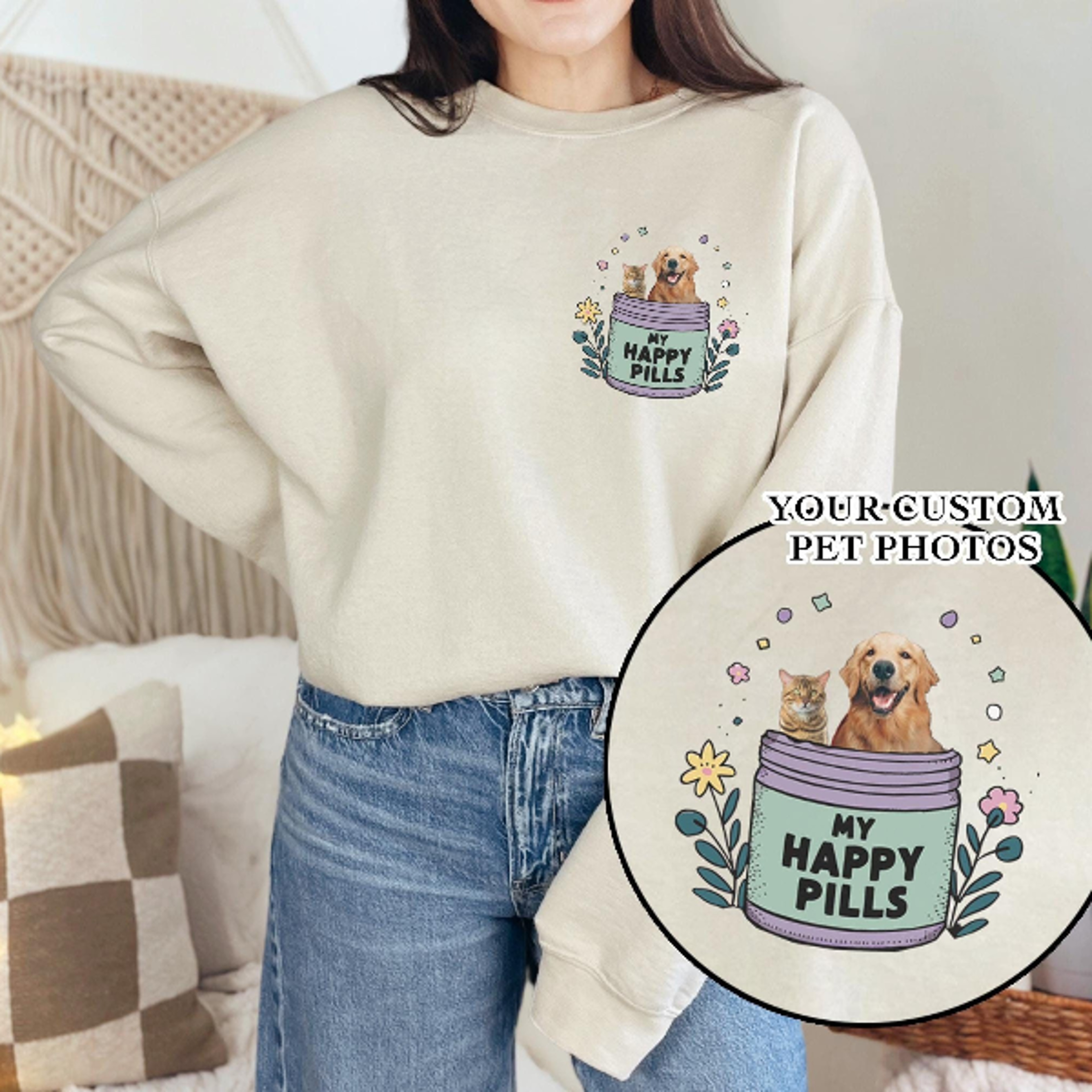 my happy pills custom pet photos shirt or sweatshirt personalized pet owner gift