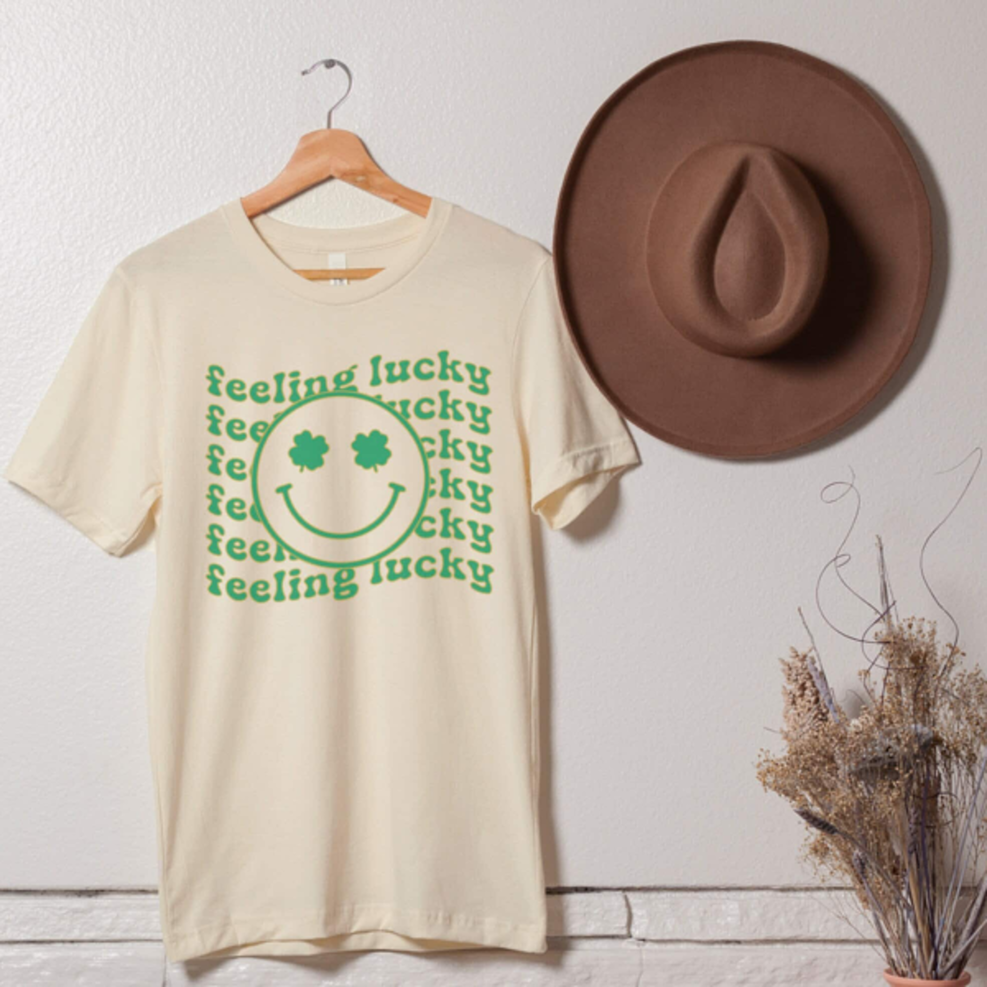 feeling lucky st. patrick's day shirt or sweatshirt shamrock holiday graphic tee