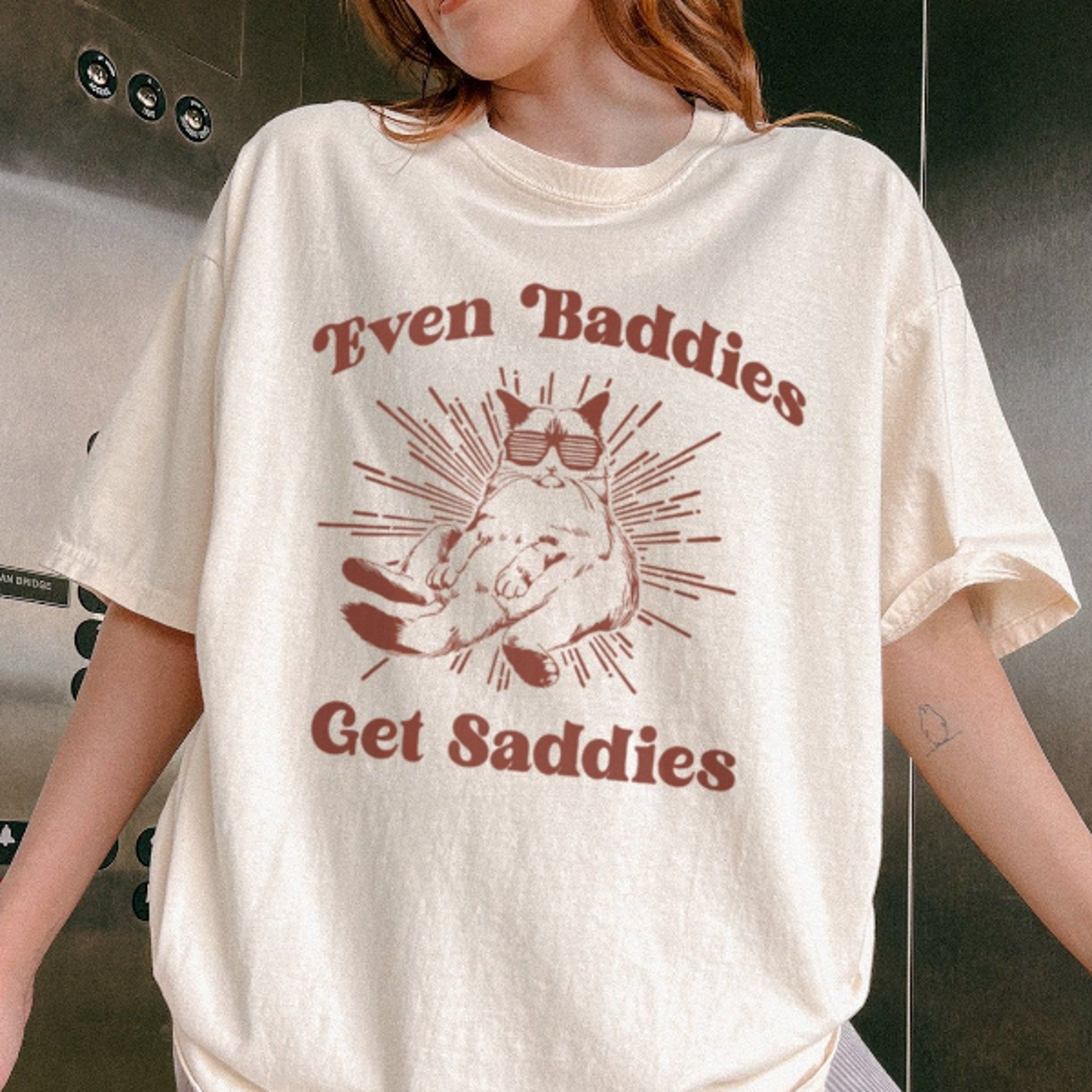 even baddies get saddies shirt funny mental health cat lover comfort colors graphic tee