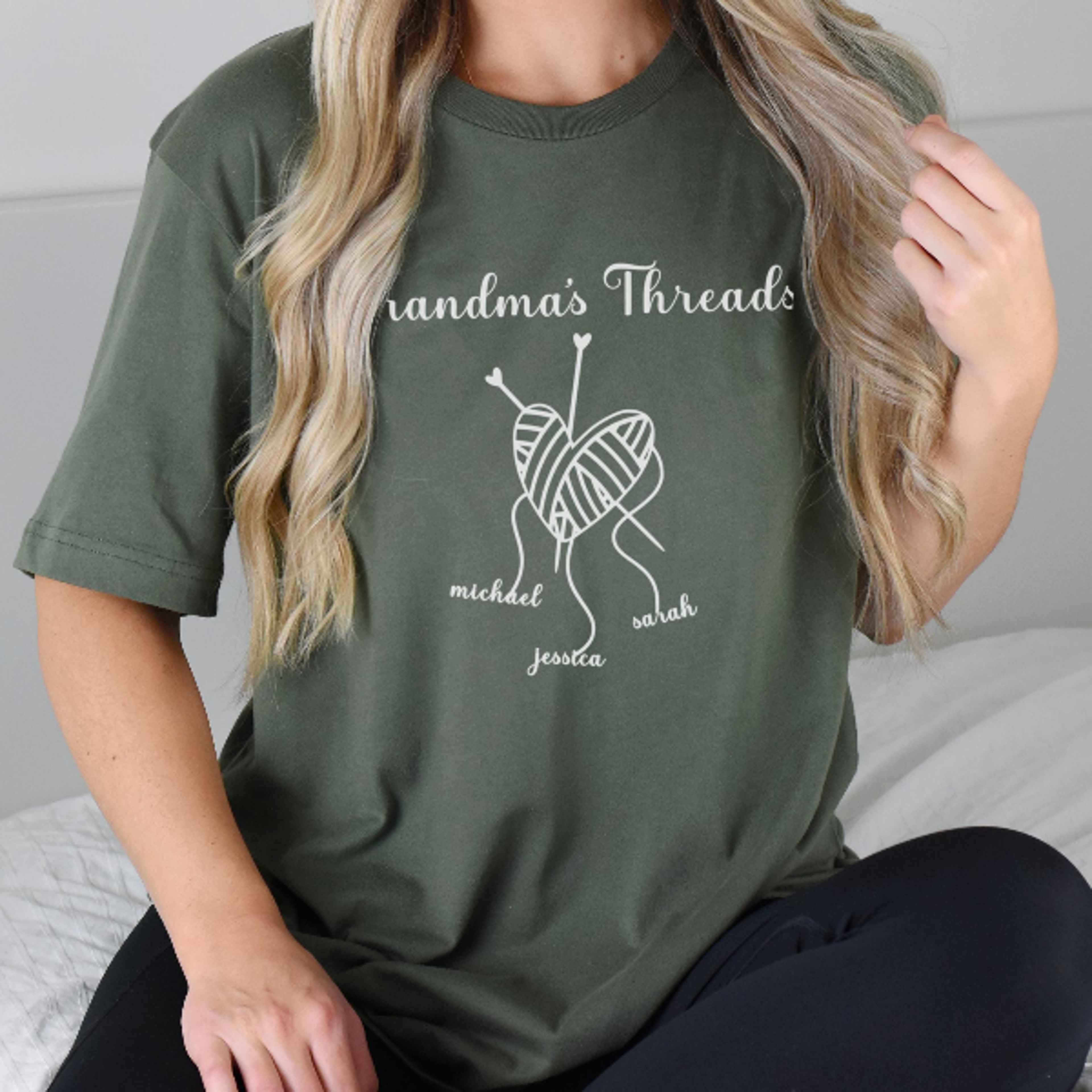 grandma's threads custom shirt or sweatshirt, grandkids names personalized gift for grandma