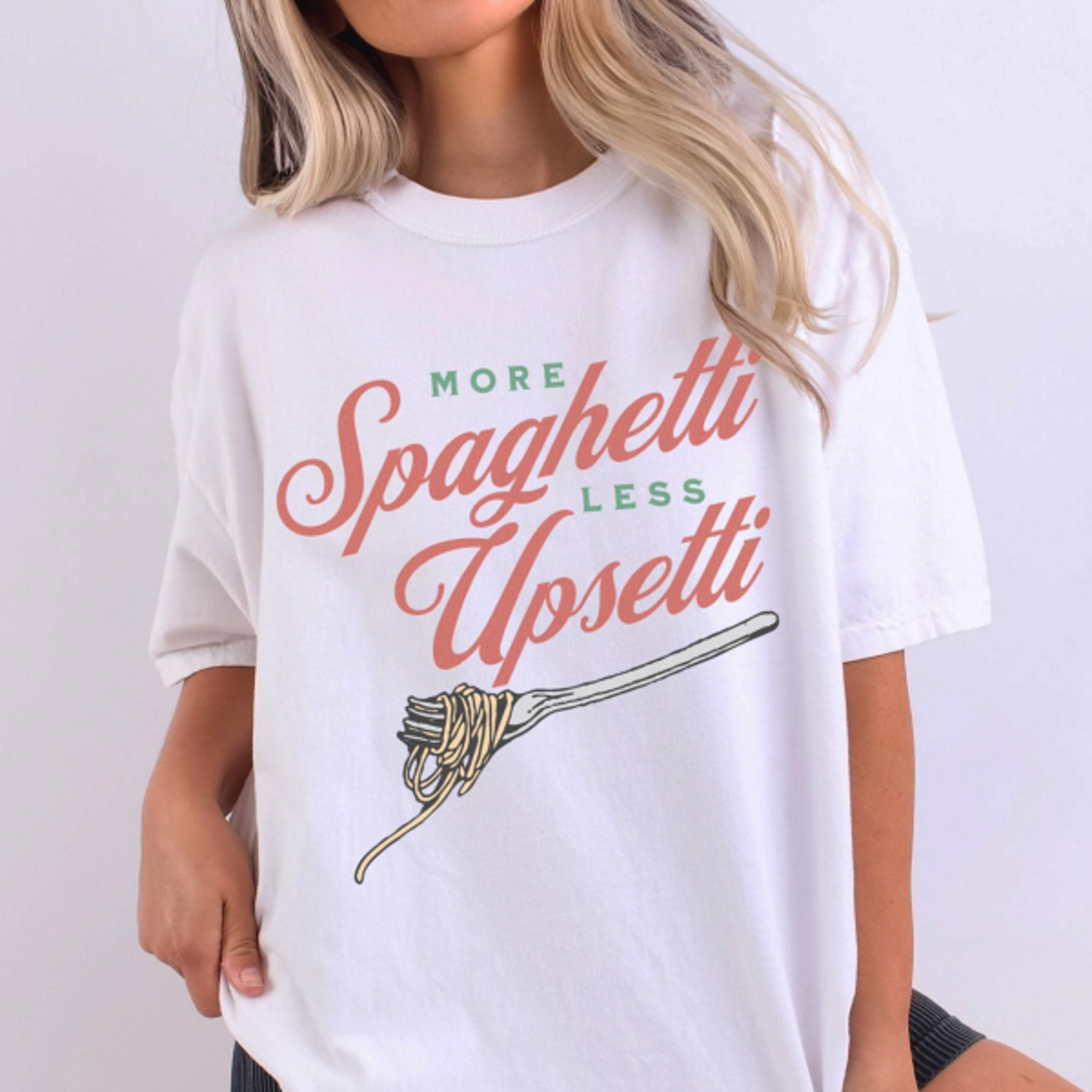 more spaghetti less upsetti shirt funny pasta lover tee foodie italian gift