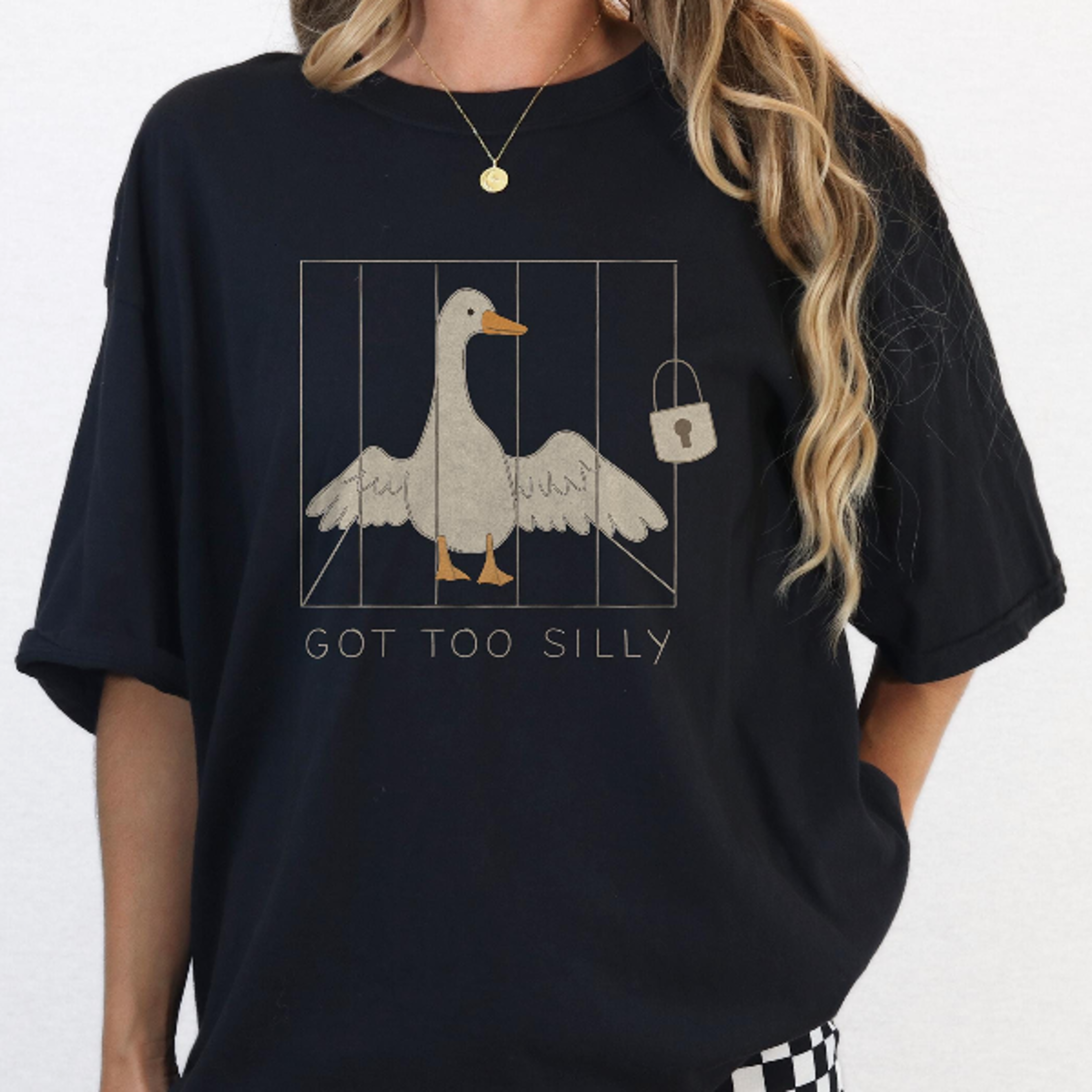 silly goose shirt comfort colors | got too silly meme tee | quirky goose graphic shirt | wholesome internet aesthetic