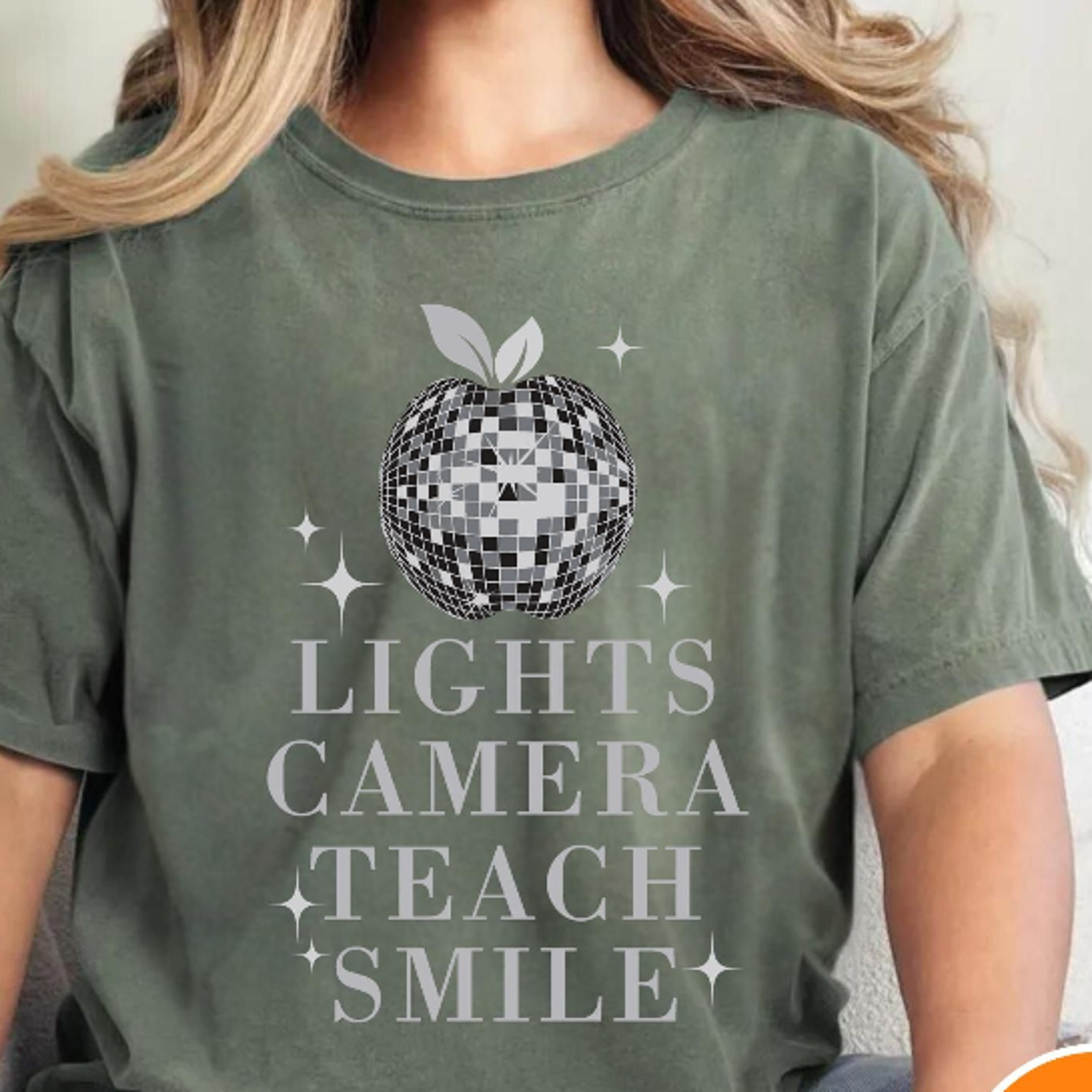lights camera teach smile t-shirt | funny teacher appreciation shirt | back to school teacher tee | apple teacher shirt