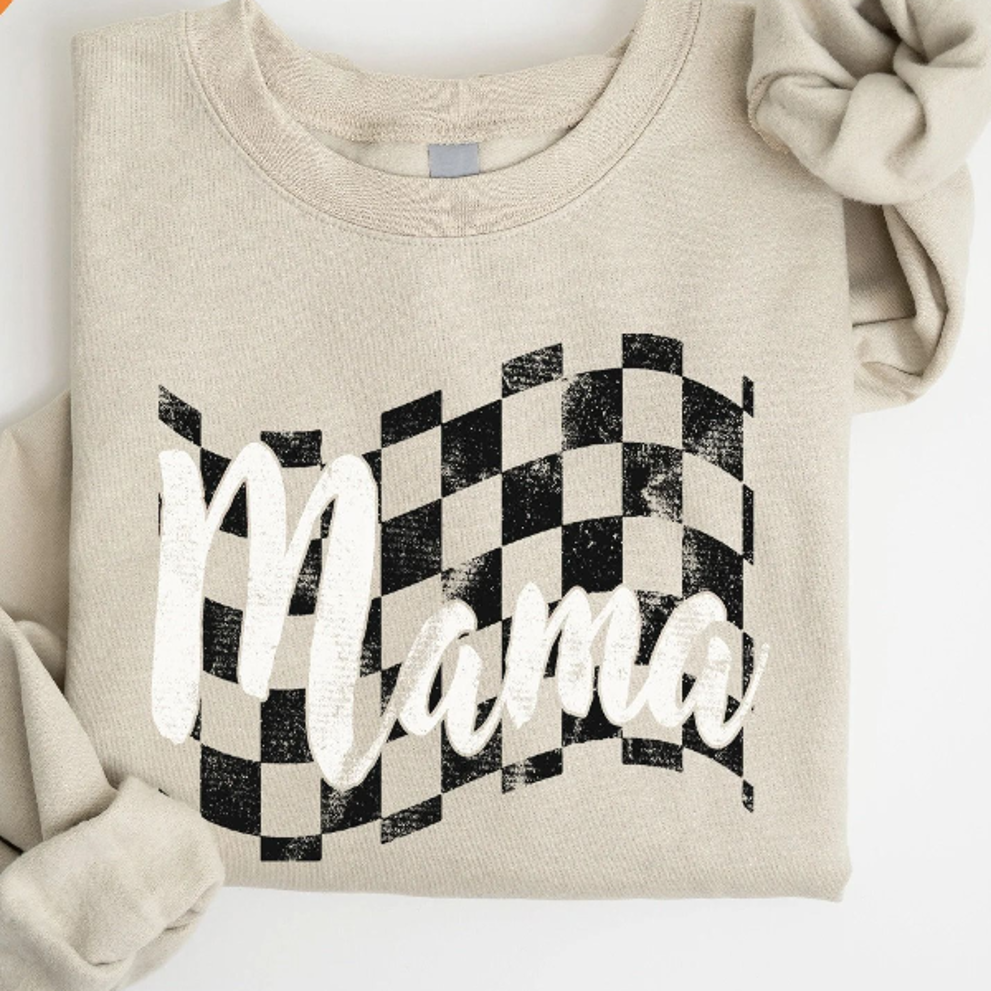 mama checkered flag crewneck sweatshirt | race mom sweatshirt | race day racing flag shirt | motorsport mama gift