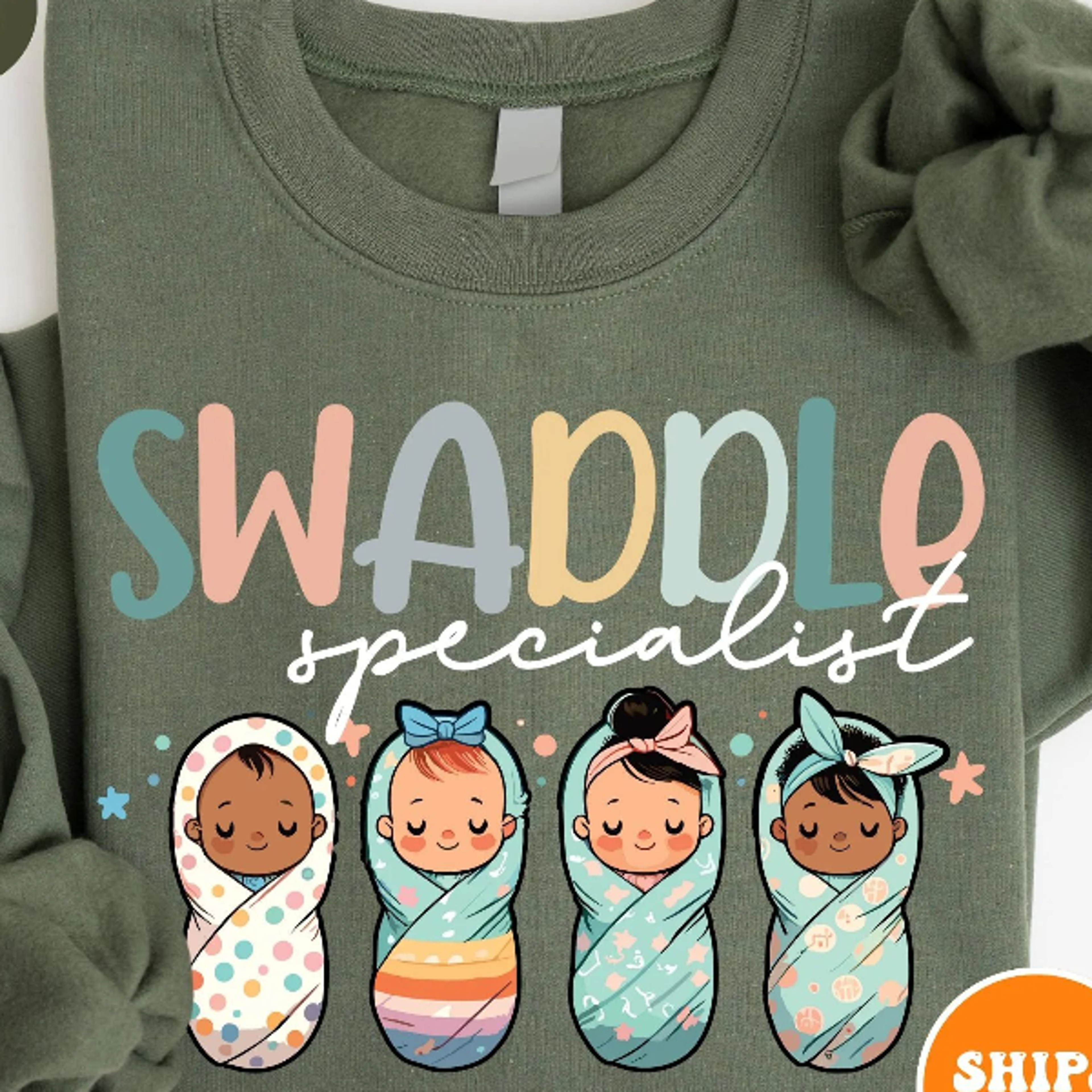 swaddle specialist crewneck sweatshirt | nicu nurse sweatshirt | labor and delivery mother baby unit nurse gift