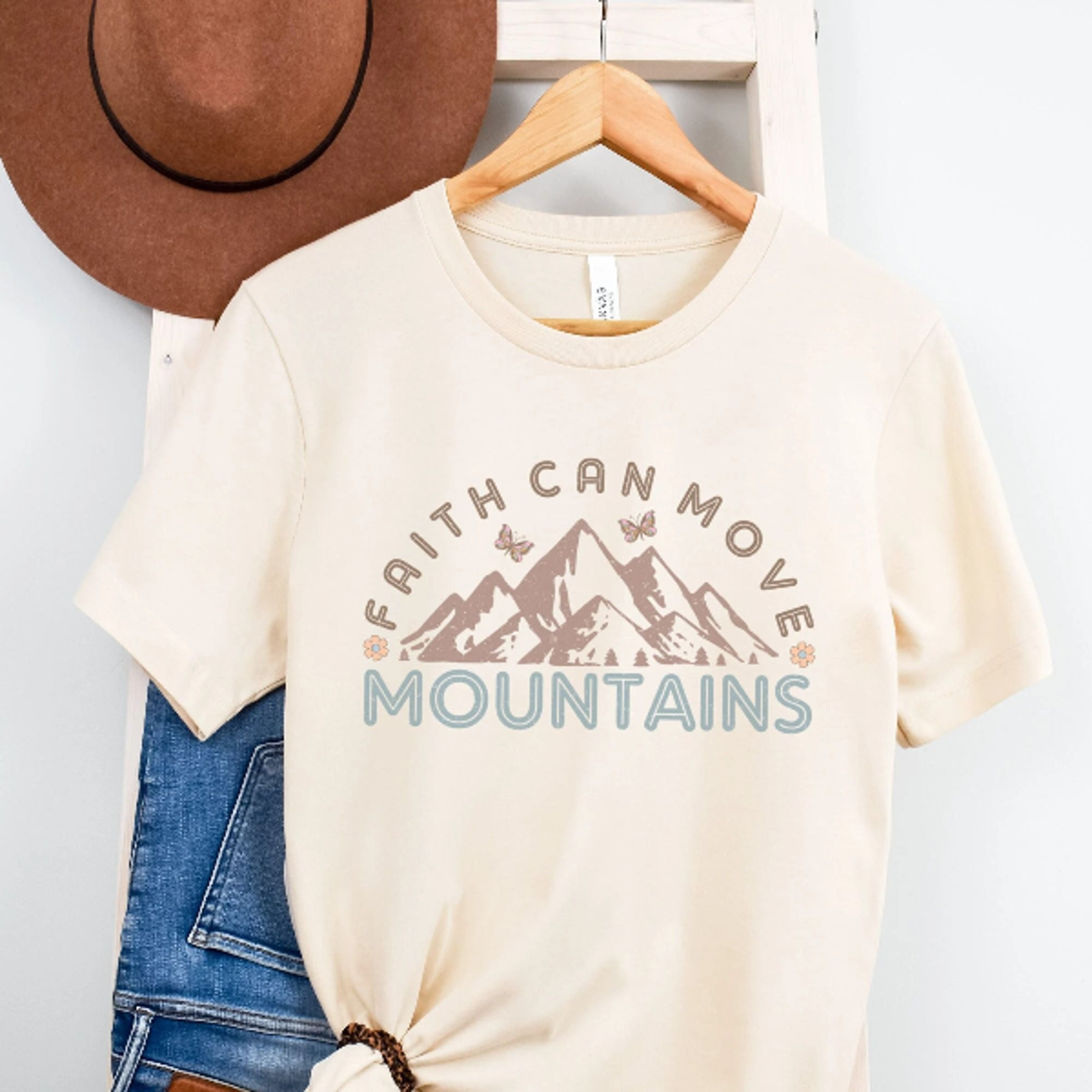 faith can move mountains graphic tee retro vintage inspirational shirt