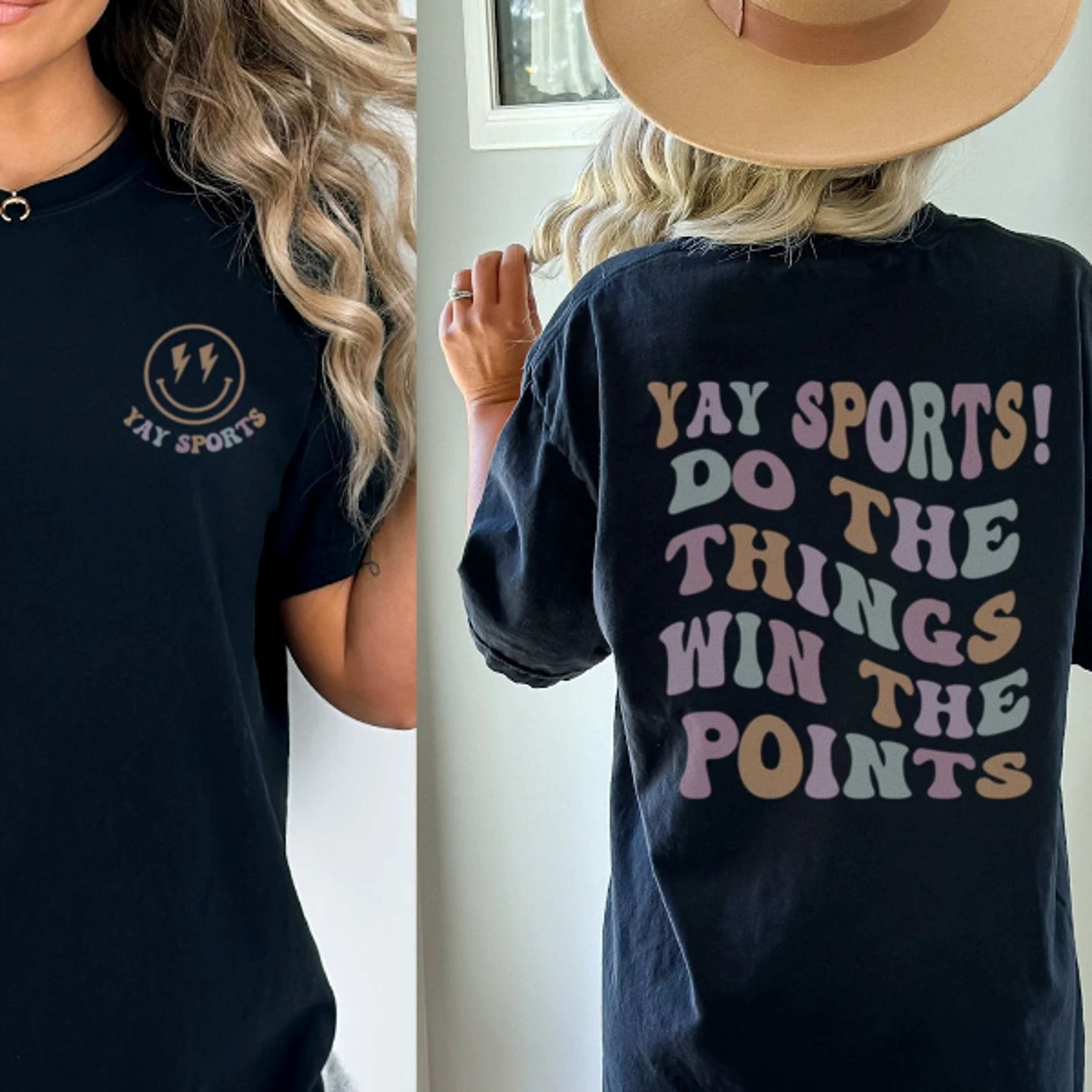 yay sports do the things win the points front and back comfort colors graphic tee
