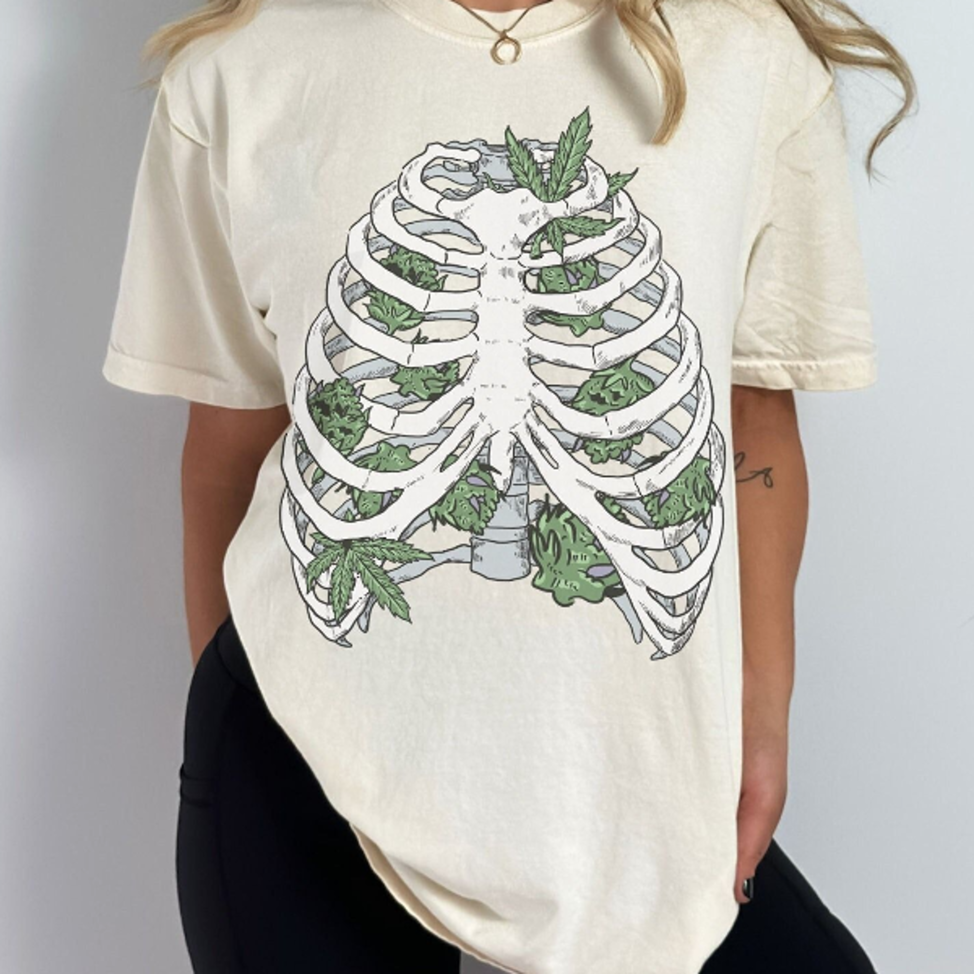 skeleton ribcage weed comfort colors graphic tee unisex stoner shirt