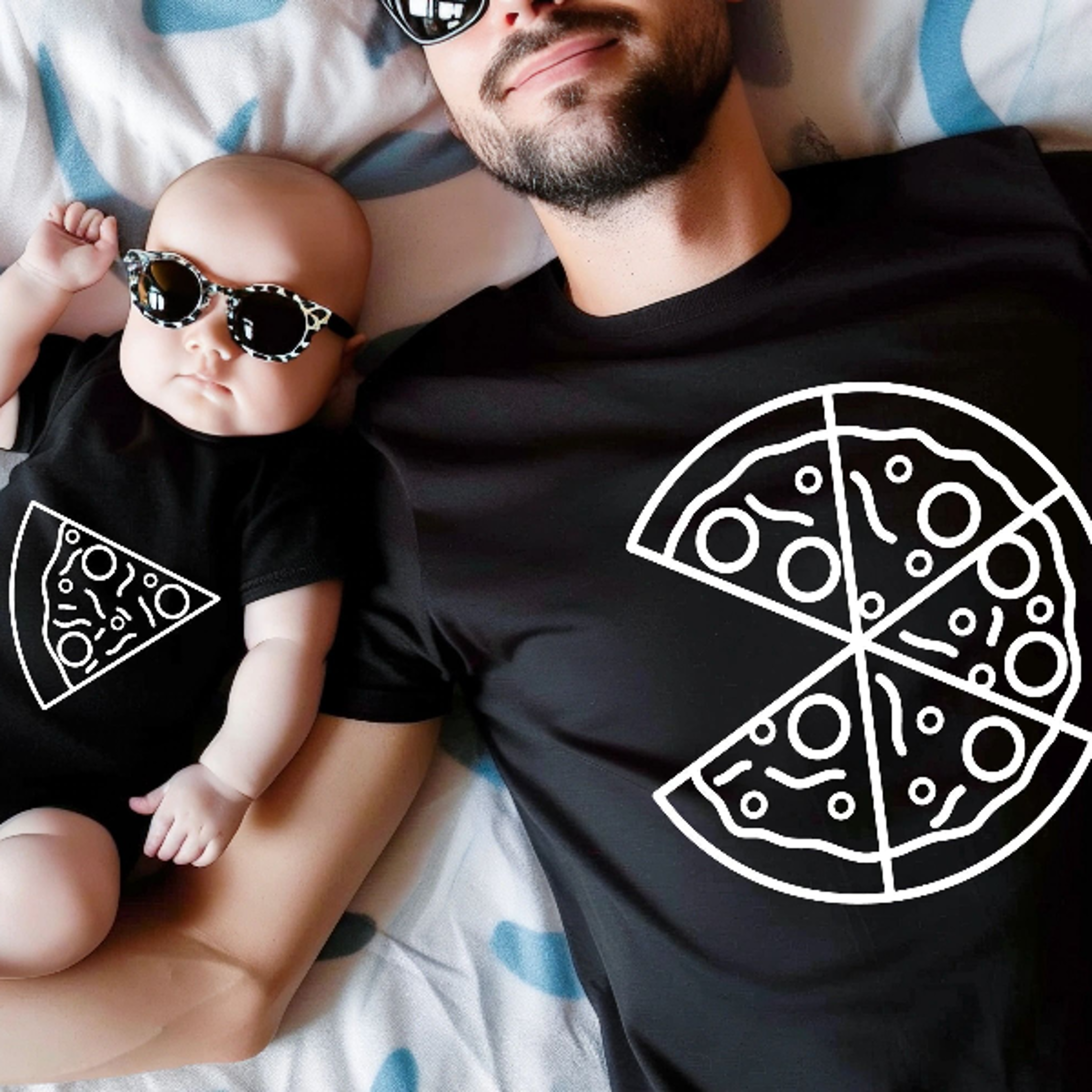 dad and baby matching pizza shirt funny family fathers day set