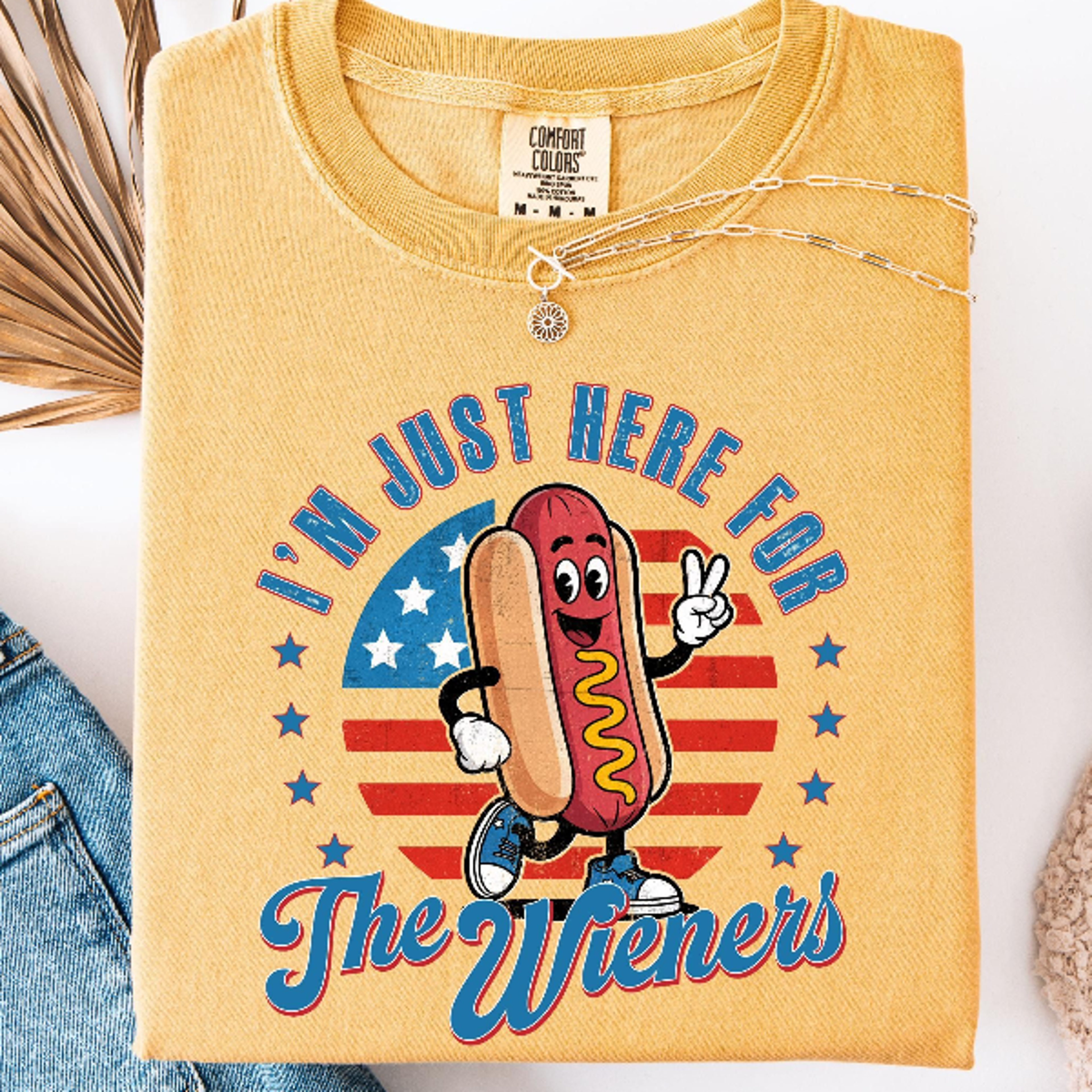 i'm just here for the wieners funny patriotic hot dog 4th of july t shirt