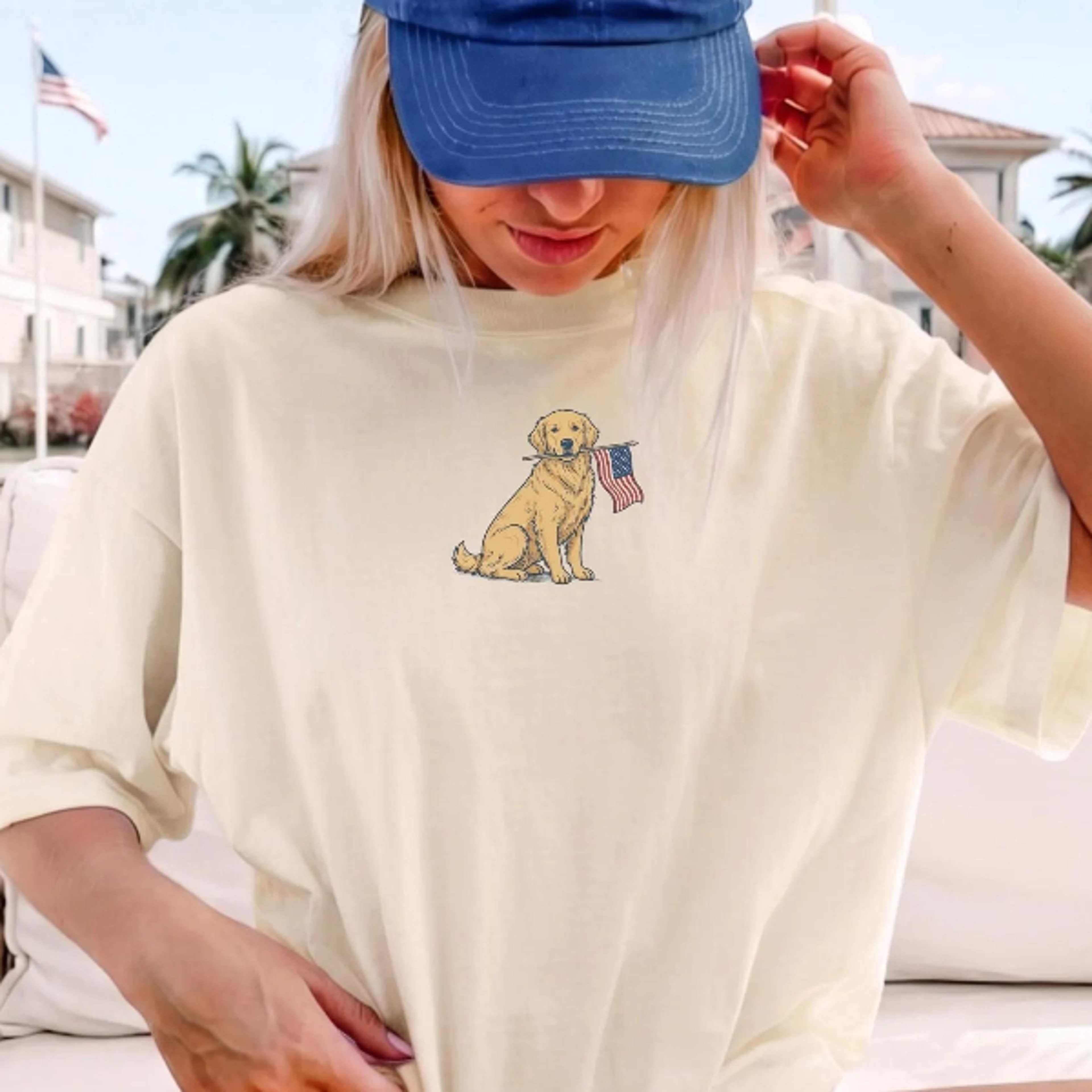 golden retriever american flag shirt patriotic dog mom 4th of july tee