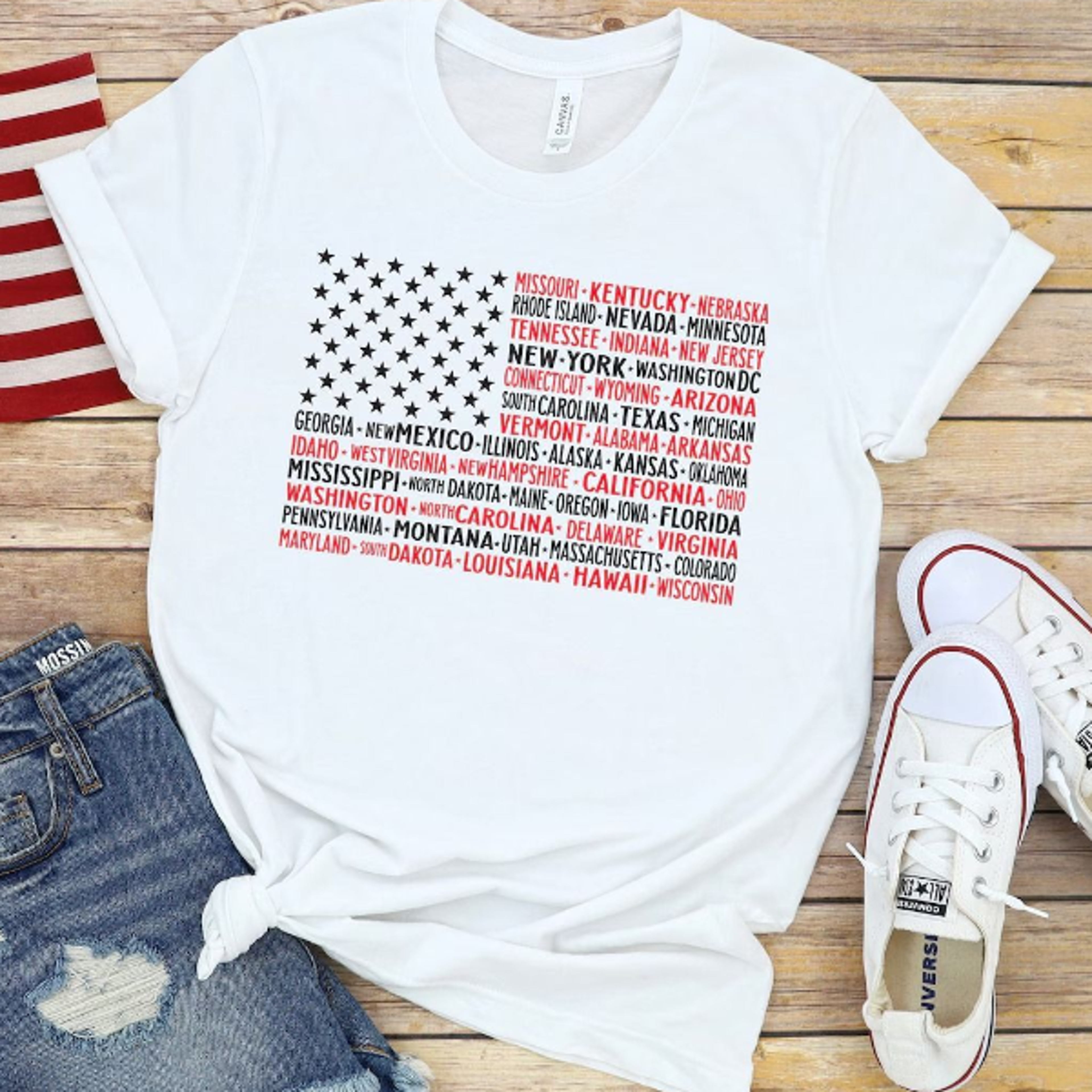 american flag states tee patriotic 4th of july t-shirt