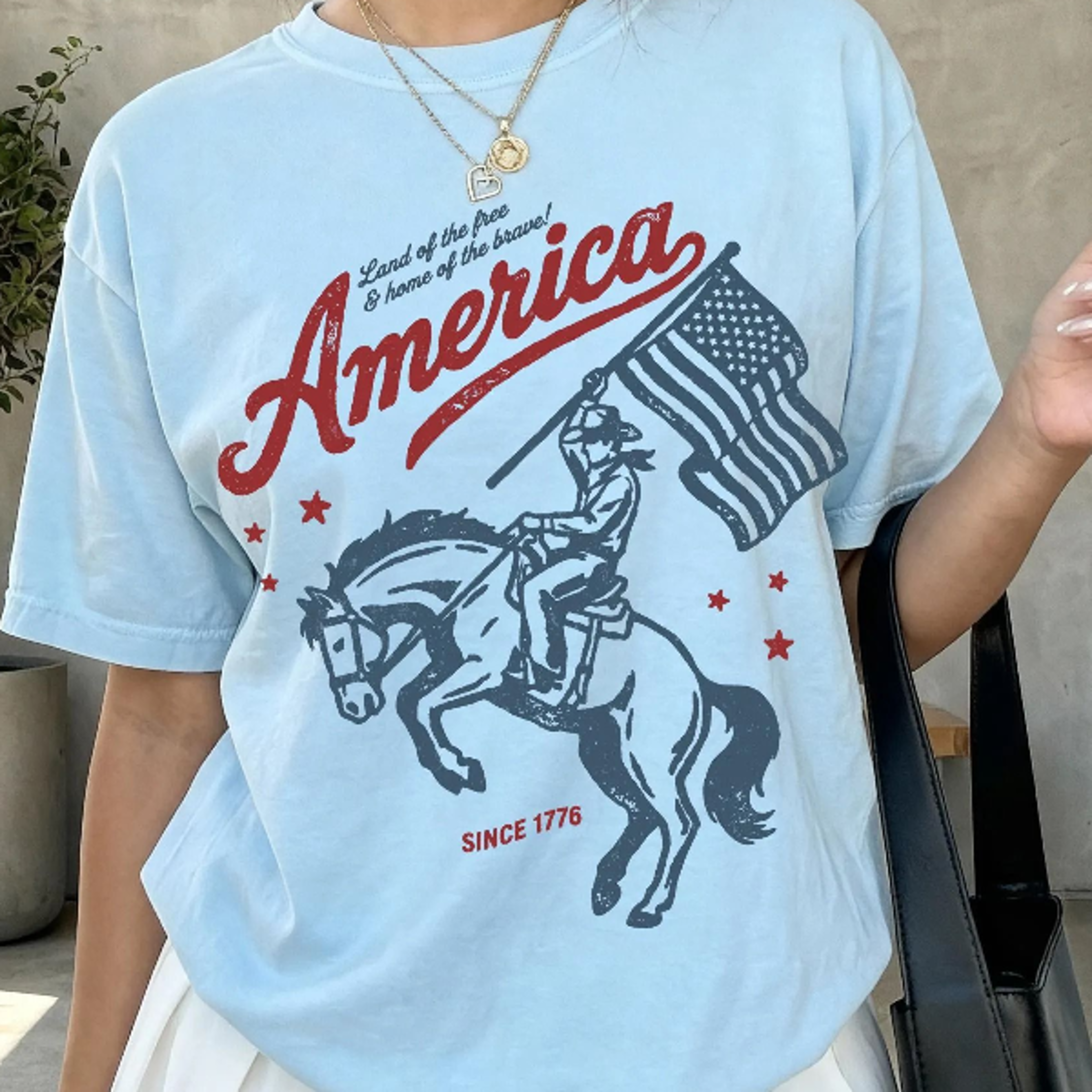 retro american flag land of the free patriotic 4th of july shirt