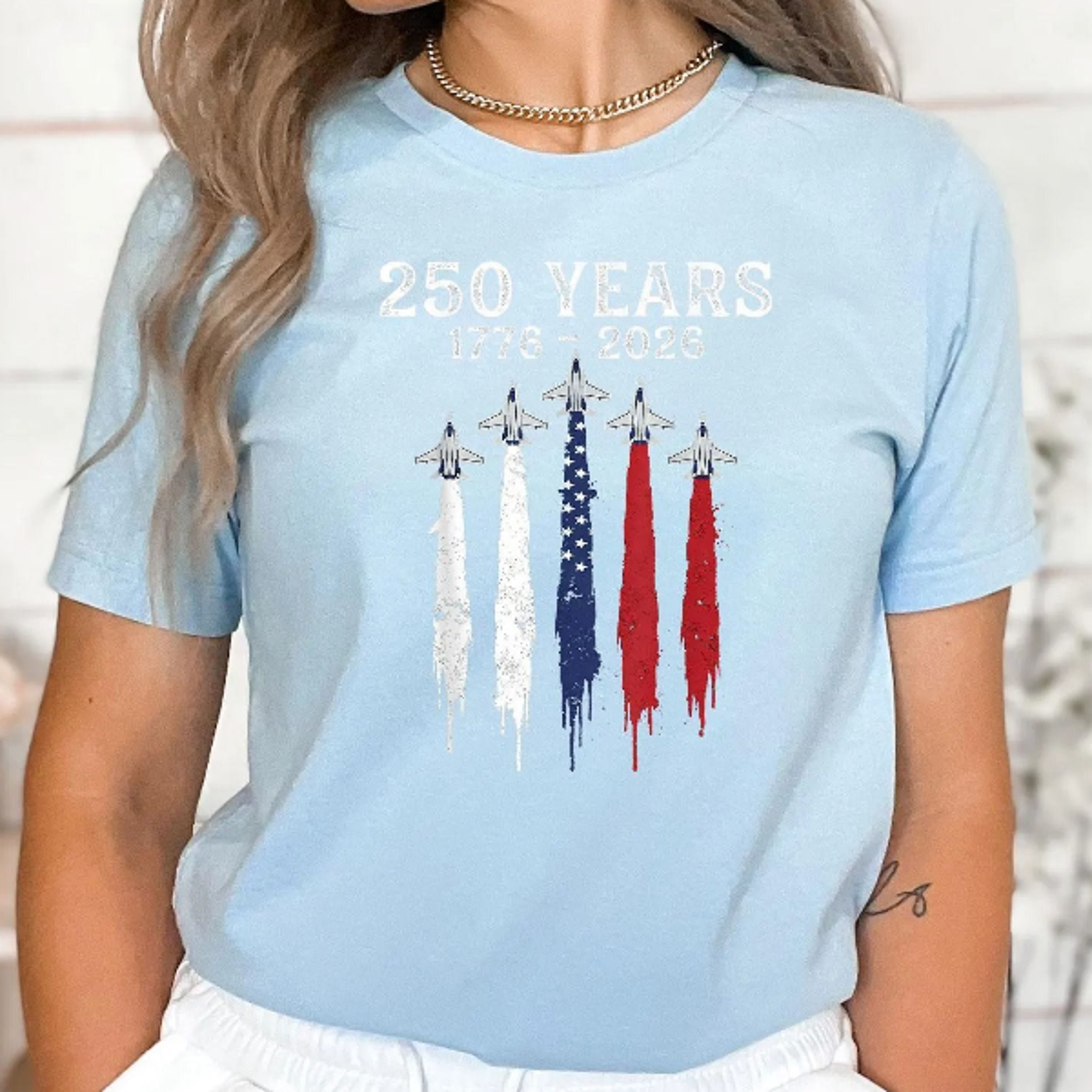 usa 250 years patriotic jet fighter 1776–2026 independence day graphic tee