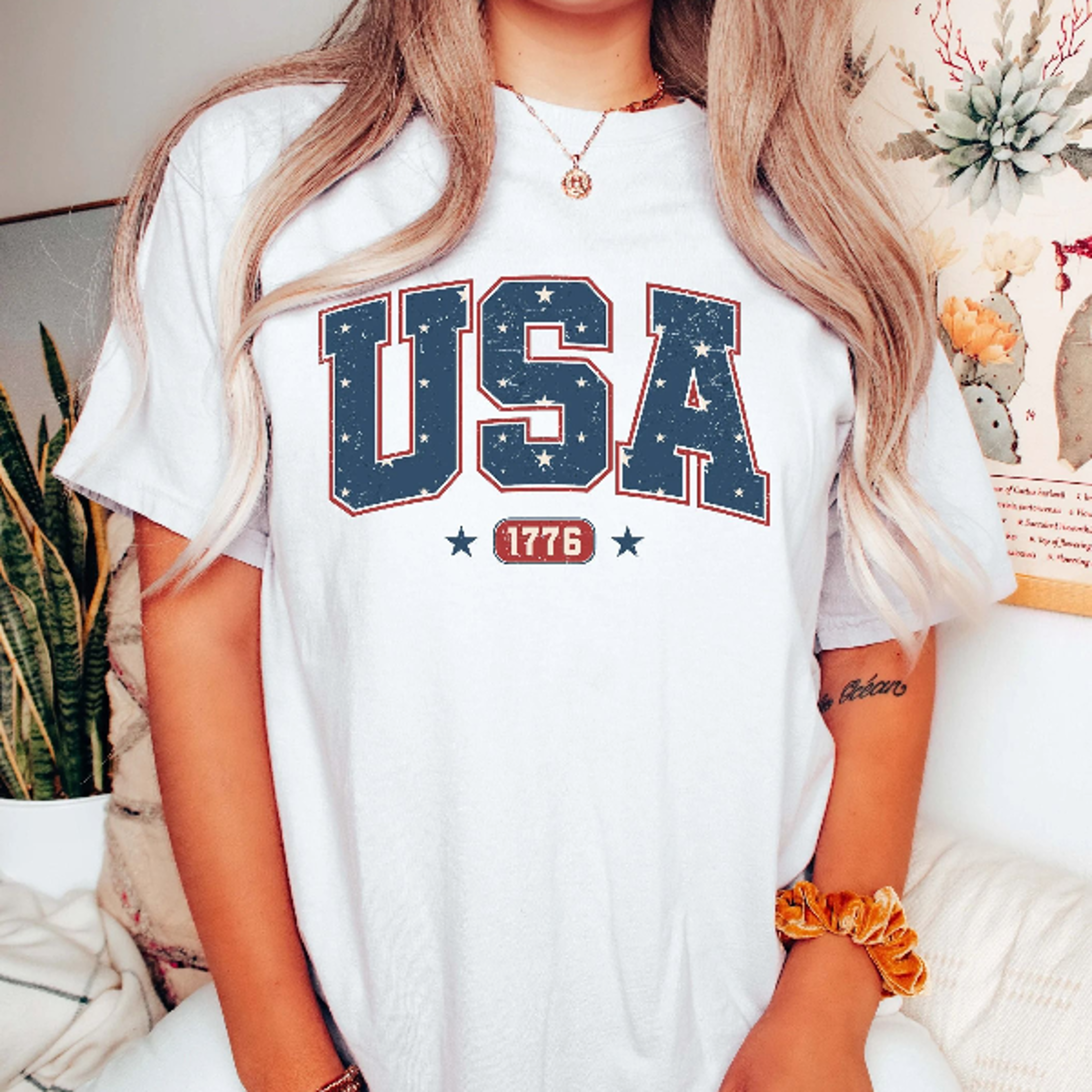 womens usa est 1776 patriotic 4th of july graphic shirt