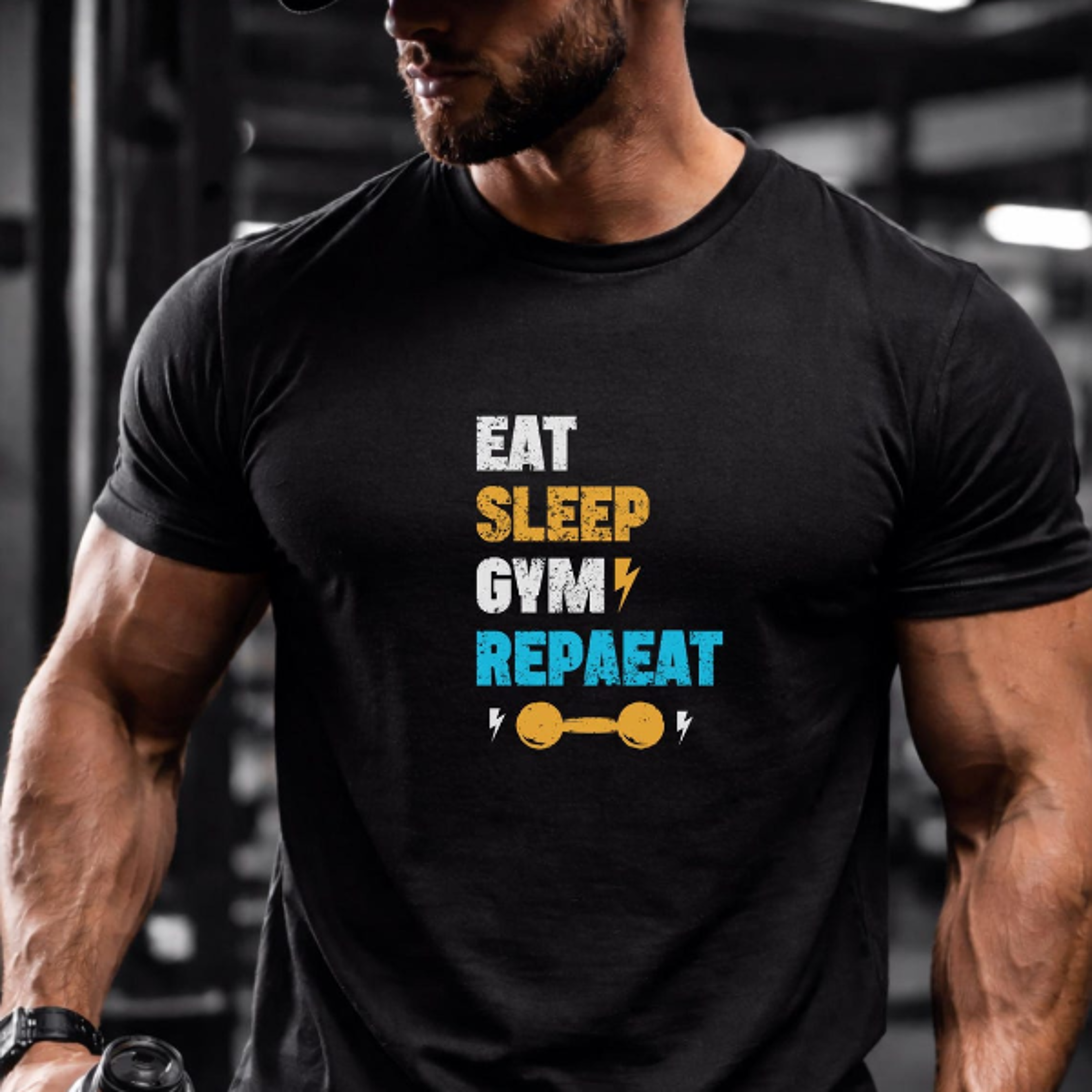 eat sleep gym repeat gym t shirt fitness motivation workout tee bodybuilding shirt